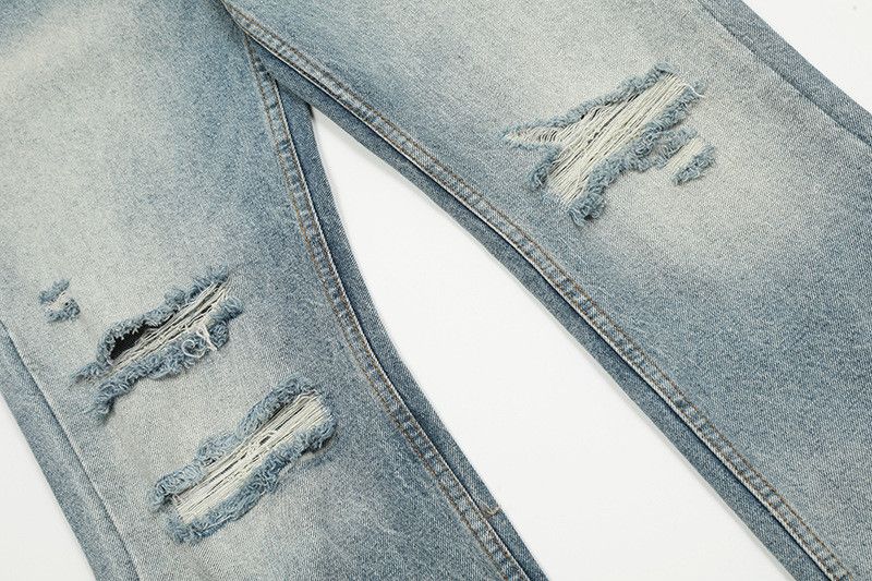 Vintage American-style light blue ripped flared jeans Size US 32 / EU 48 - 5 Thumbnail