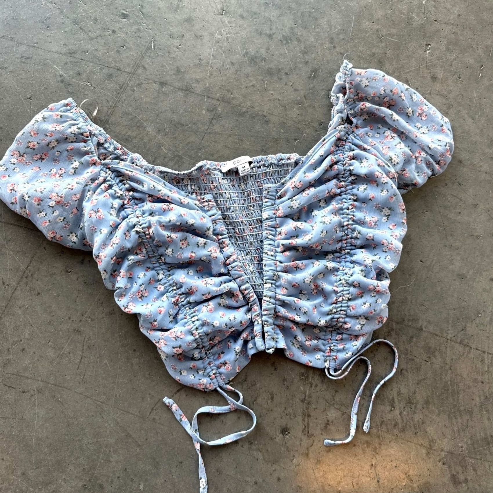 Vintage VINTAGE Y2K Mini Floral Corset Off Shoulder Periwinkle Mini Crop Blouse Medium Women Blouse M Purple Size M / US 6-8 / IT 42-44 - 2 Thumbnail