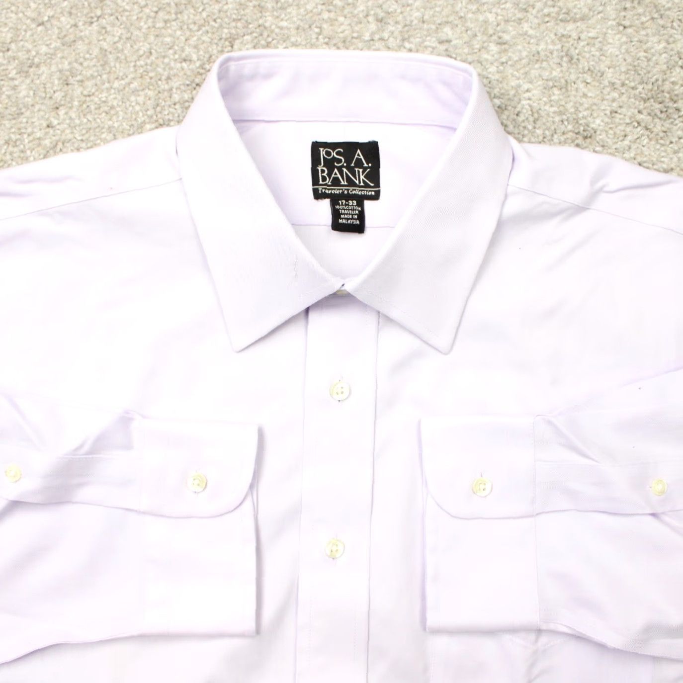 Jos. A. Bank Jos. A. Bank Shirt Mens 17, 33 Purple Traveler's Collection Cotton Long Sleeve Dress Shirt Size US XL / EU 56 / 4 - 2 Thumbnail