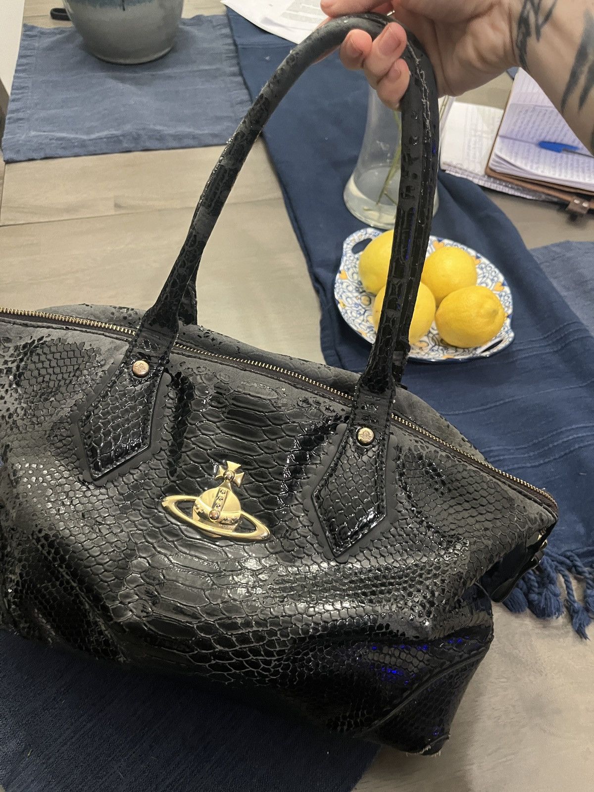 NEED GONE Vivienne Westwood Snake Leather Large Tote Bag