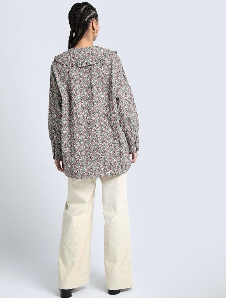 Ganni GANNI Printed Cotton Poplin V-neck Frill Collar Wide Shirt Size S / US 4 / IT 40 - 3 Thumbnail