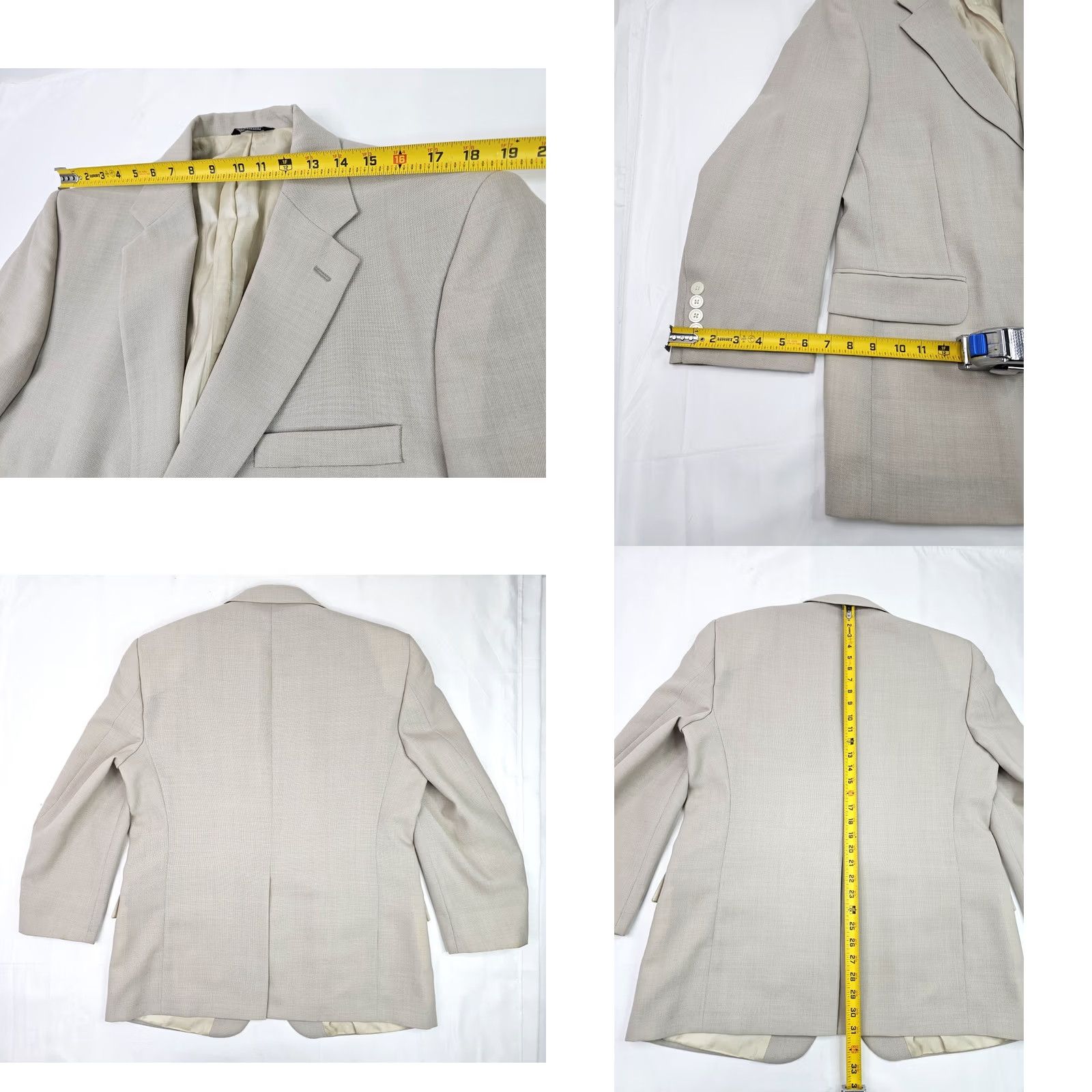 Vintage VINTAGE Wall Street Collection Blazer Coat Worsted Wool Dacron Ivory Cream 44R Men Regular Chest 46" Navy?? Size 44R - 9 Thumbnail