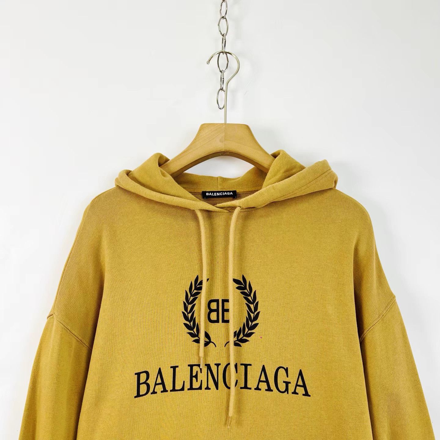 Balenciaga Balenciaga Khaki Wheat Logo Print Hoodie K12 Size US XS / EU 42 / 0 - 3 Thumbnail