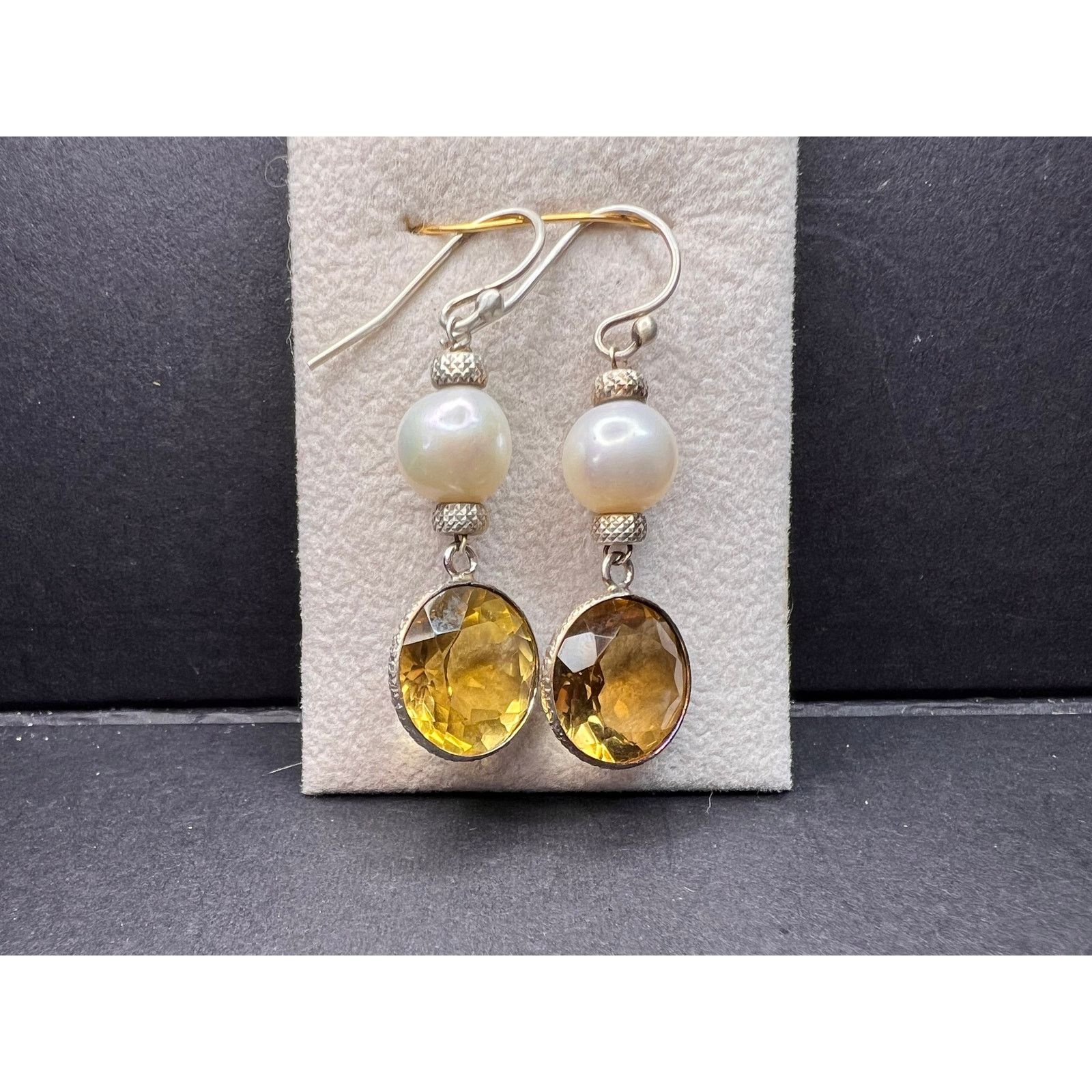 Other Citrine and pearl sterling silver dangle earrings Size ONE SIZE - 14 Thumbnail