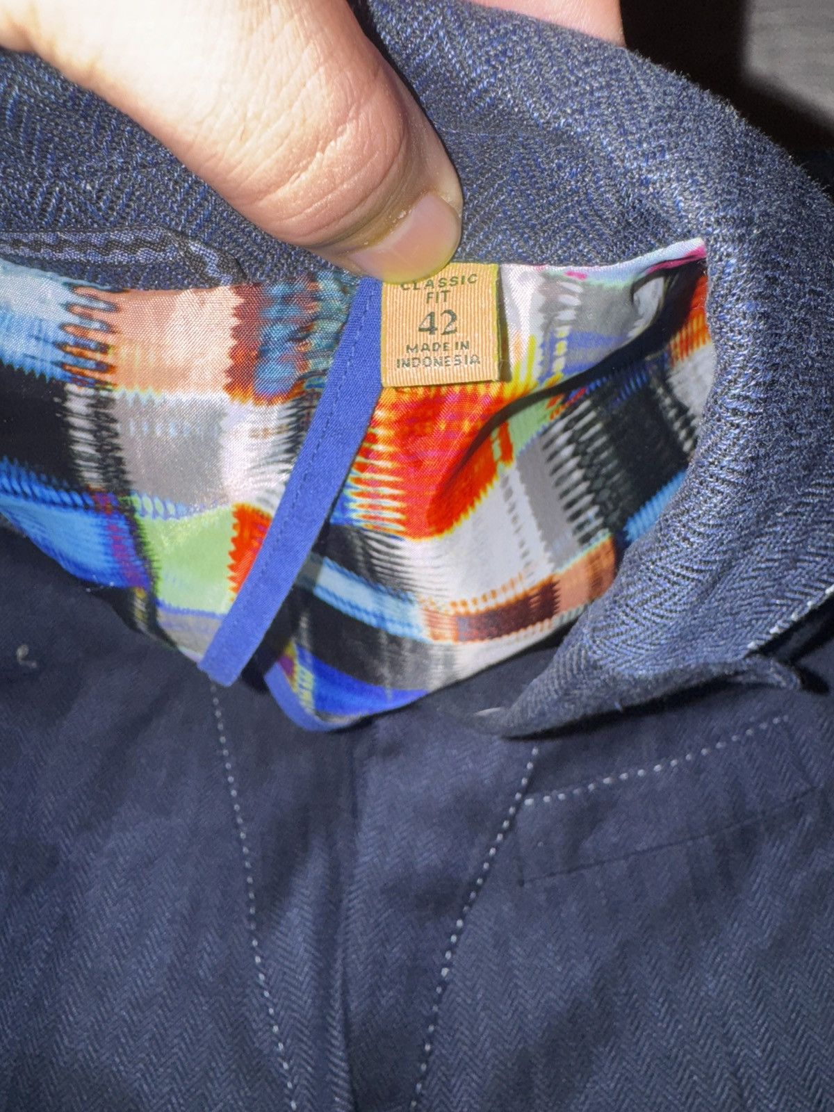 Robert Graham Robert Graham Blue Herringbone Blazer Size 42 Size 42R - 2 Thumbnail