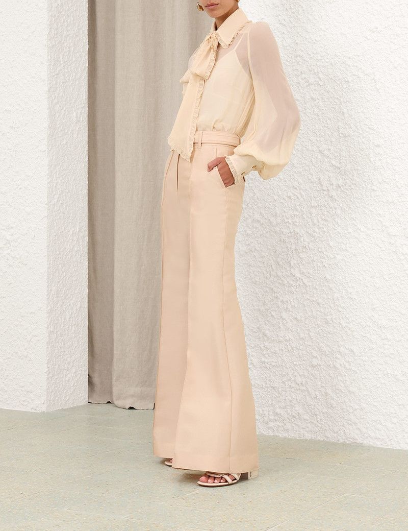 Zimmermann oc11z0226 Georgette Bow Shirt In Cream Size M / US 6-8 / IT 42-44 - 3 Thumbnail
