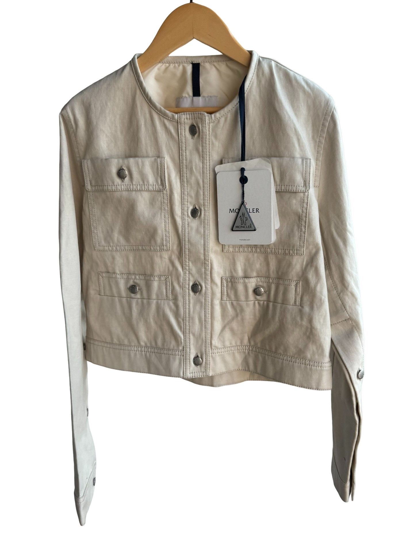 Moncler Moncler Cotton Linen Chatel Denim Jacket 0 Size XS / US 0-2 / IT 36-38 - 1 Thumbnail