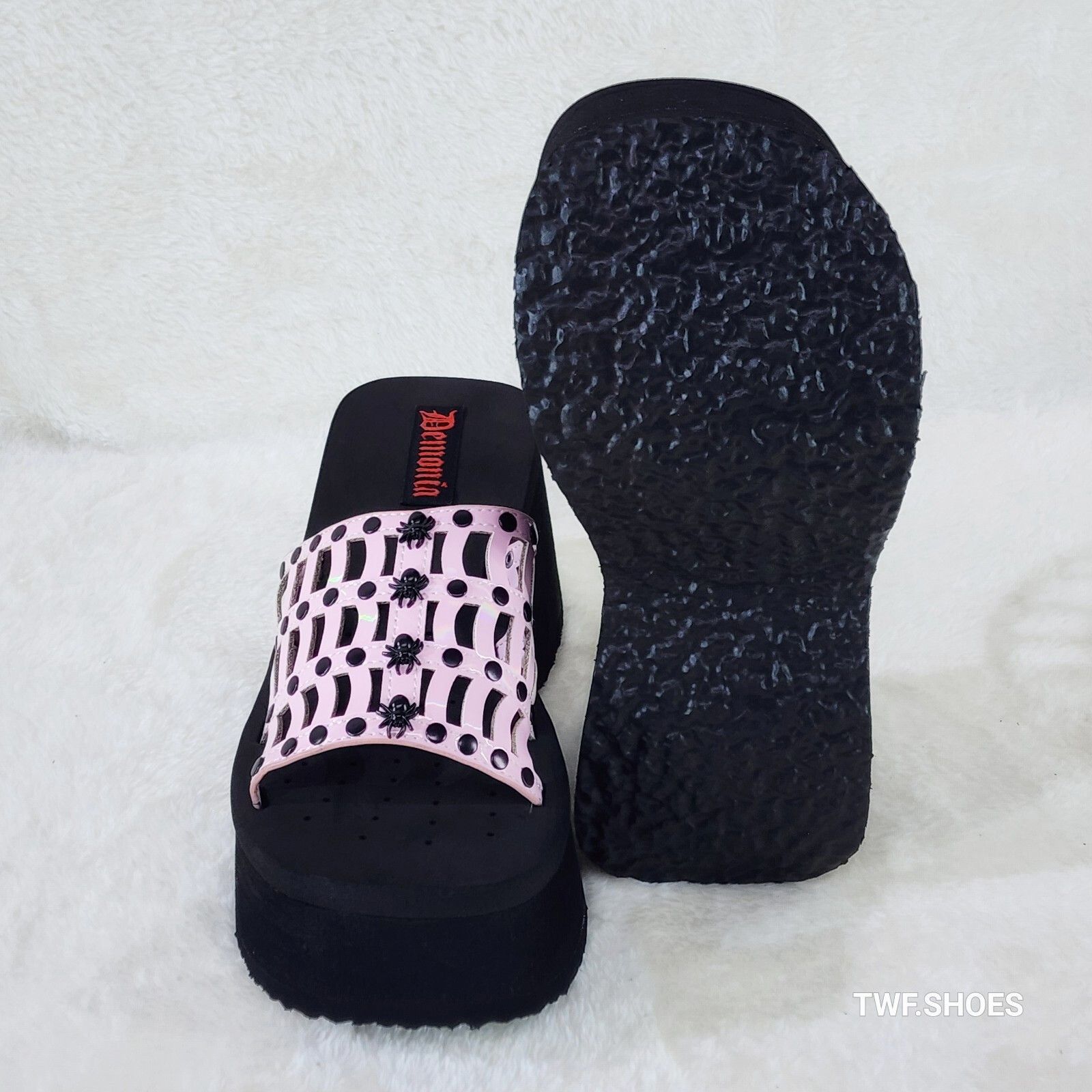 Other Funn Platform Goth Cut Out Web Sandals Spider Studs Slip On Size US 6 / IT 36 - 2 Thumbnail