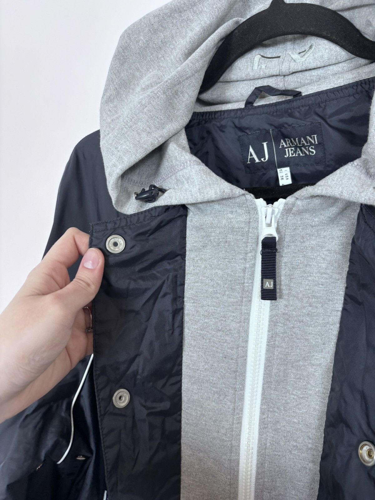 Armani Armani Jeans Men’s Hooded Bomber Jacket Navy Blue/Grey Size US L / EU 52-54 / 3 - 14 Thumbnail