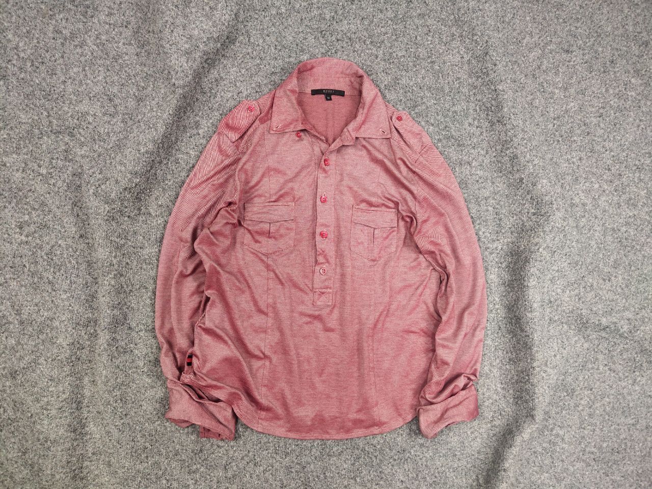 Gucci Vintage '08 Gucci glossy red 1/4 button Long sleeve Shirt Size M / US 6-8 / IT 42-44 - 2 Thumbnail