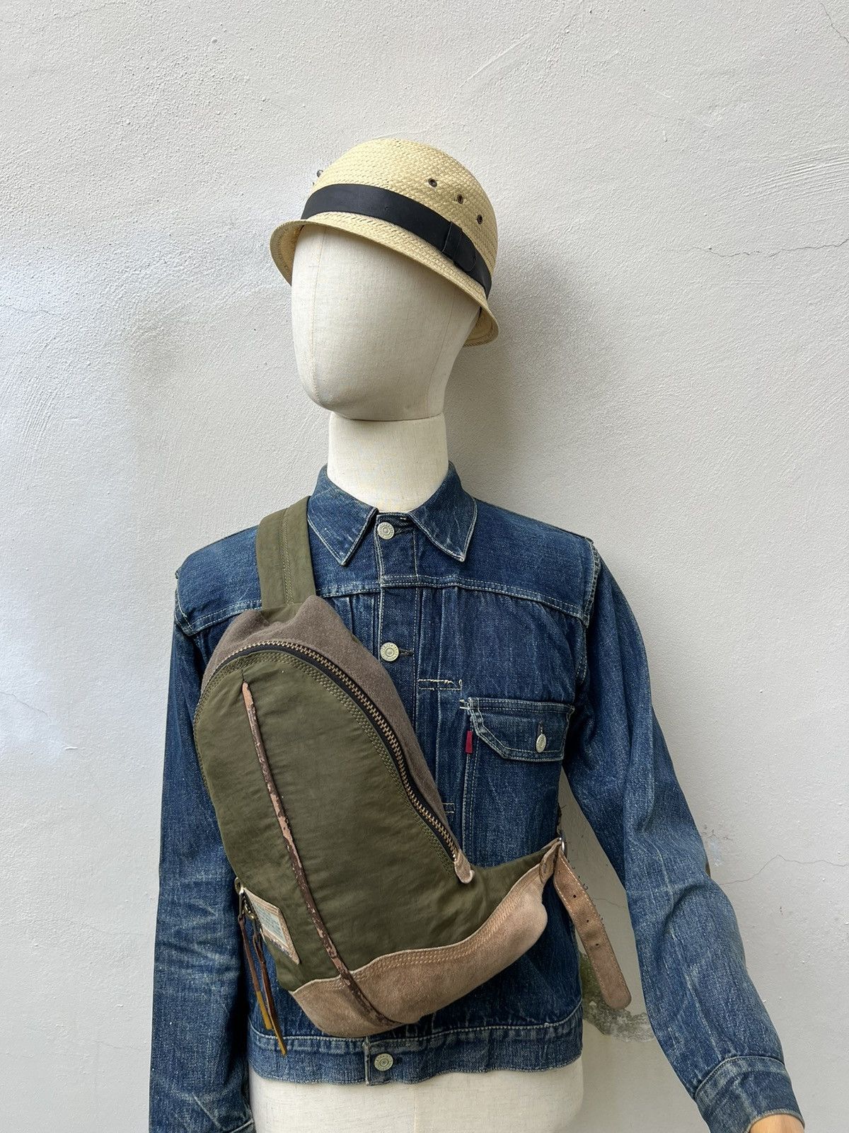 image of Vintage Diesel Distressed Hybrid Cross Body Bag in Green, Men's