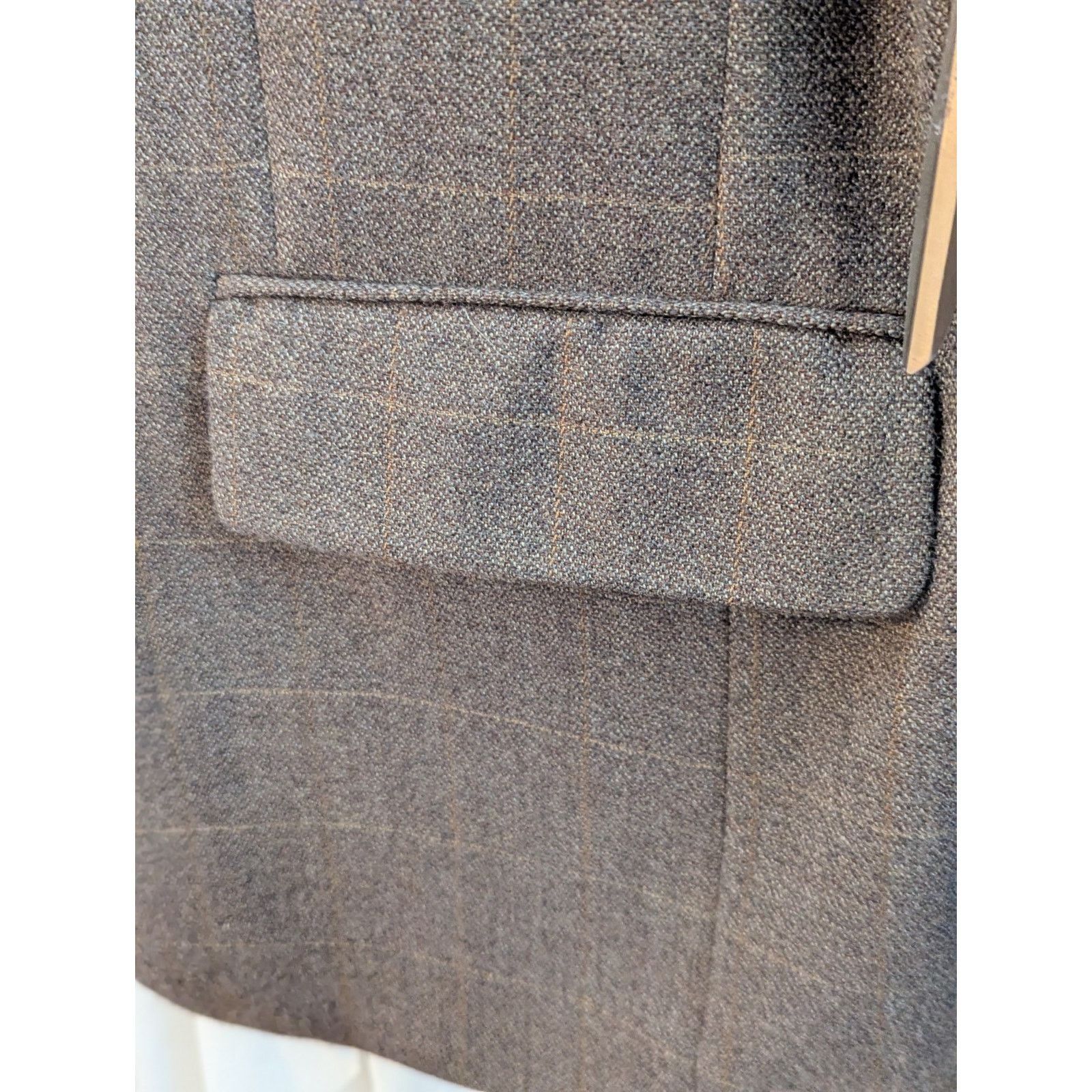 Oscar De La Renta 40R Brown 100% Wool Light Plaid 2 Button Notch Lapel Blazer Size 40R - 12 Thumbnail