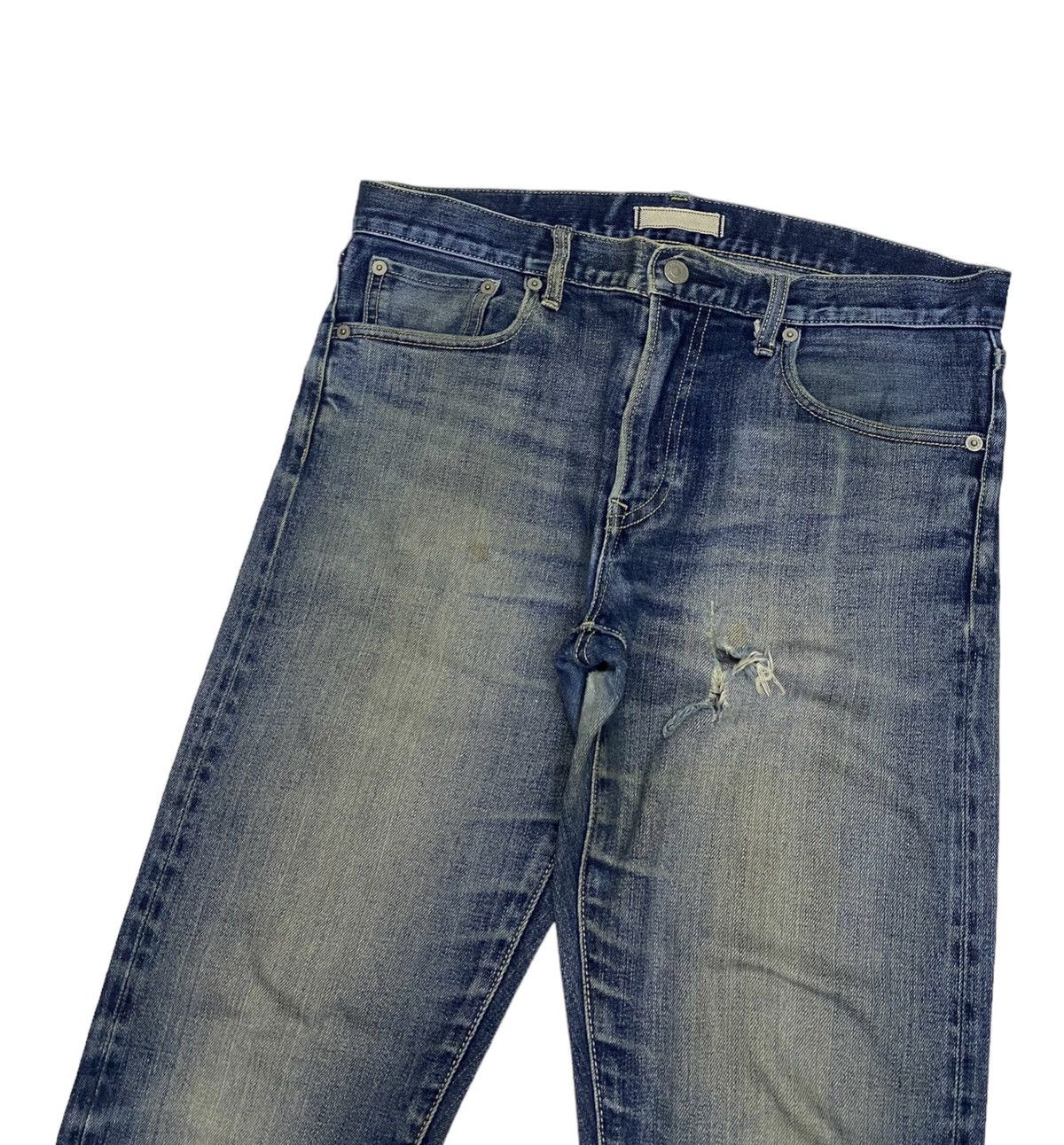 Undercover × Uniqlo VINTAGE UNIQLO SELVEDGE DISTRESSED DENIM SLIM SKINNY JEANS Size US 33 - 7 Thumbnail