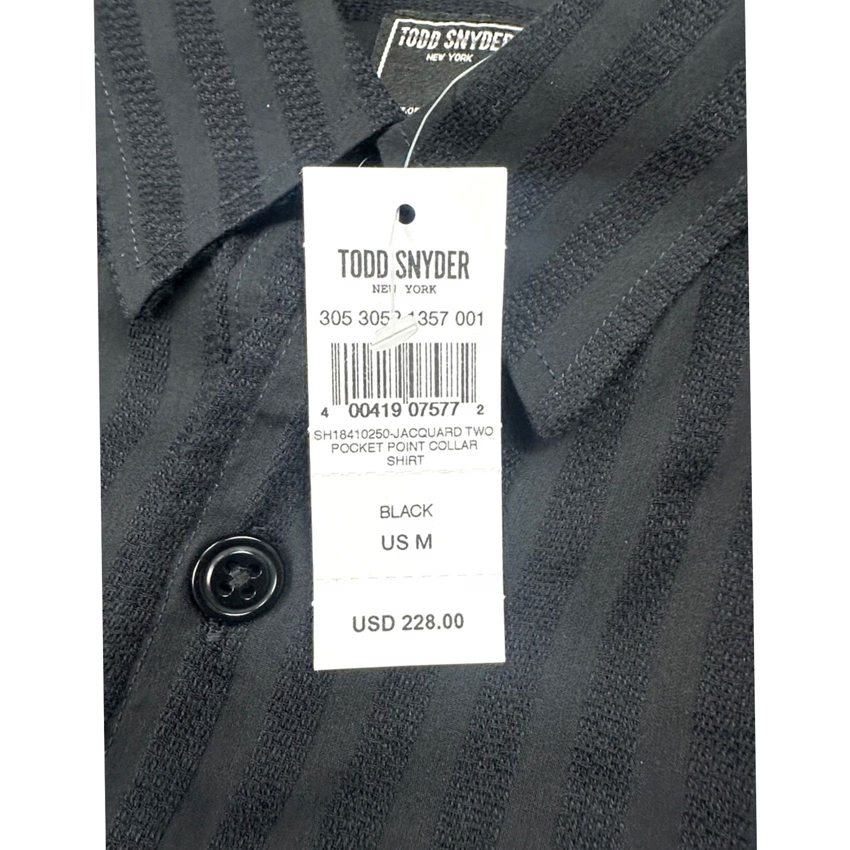 Todd Snyder Todd Snyder Jacquard Two Pocket Point Collar Black Long Sleeve Button Down Med Shirt Mens M Size US M / EU 48-50 / 2 - 8 Thumbnail