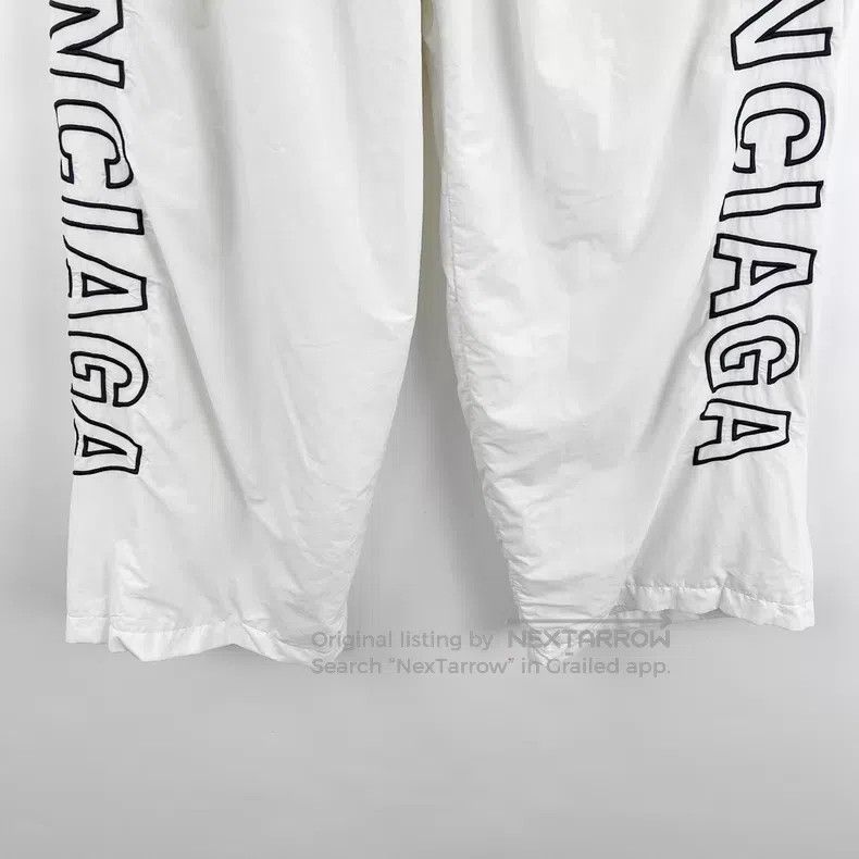 Balenciaga Balenciaga Size M White large logo embroidered nylon track Size US 27 - 5 Thumbnail