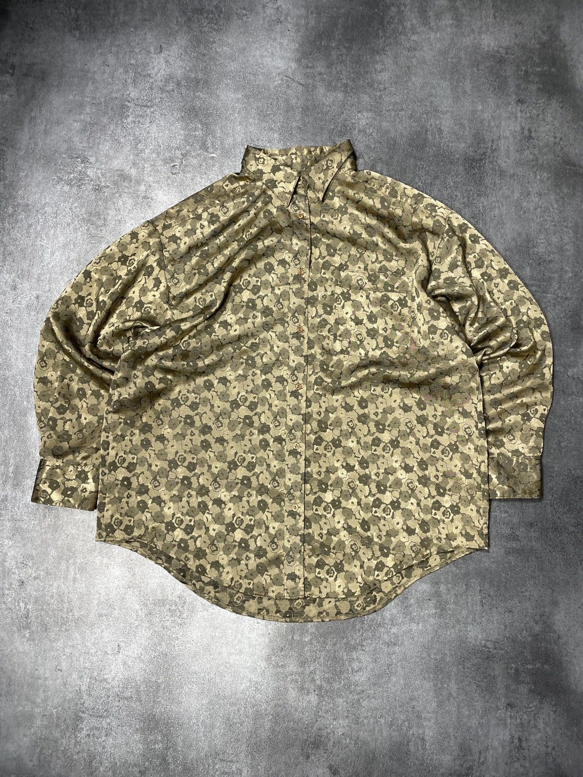 Vintage Avant Garde Luxury Vintage Y2K Gold Shirt Boxy Fit Size 3XL / US 20-22 - 1 Thumbnail