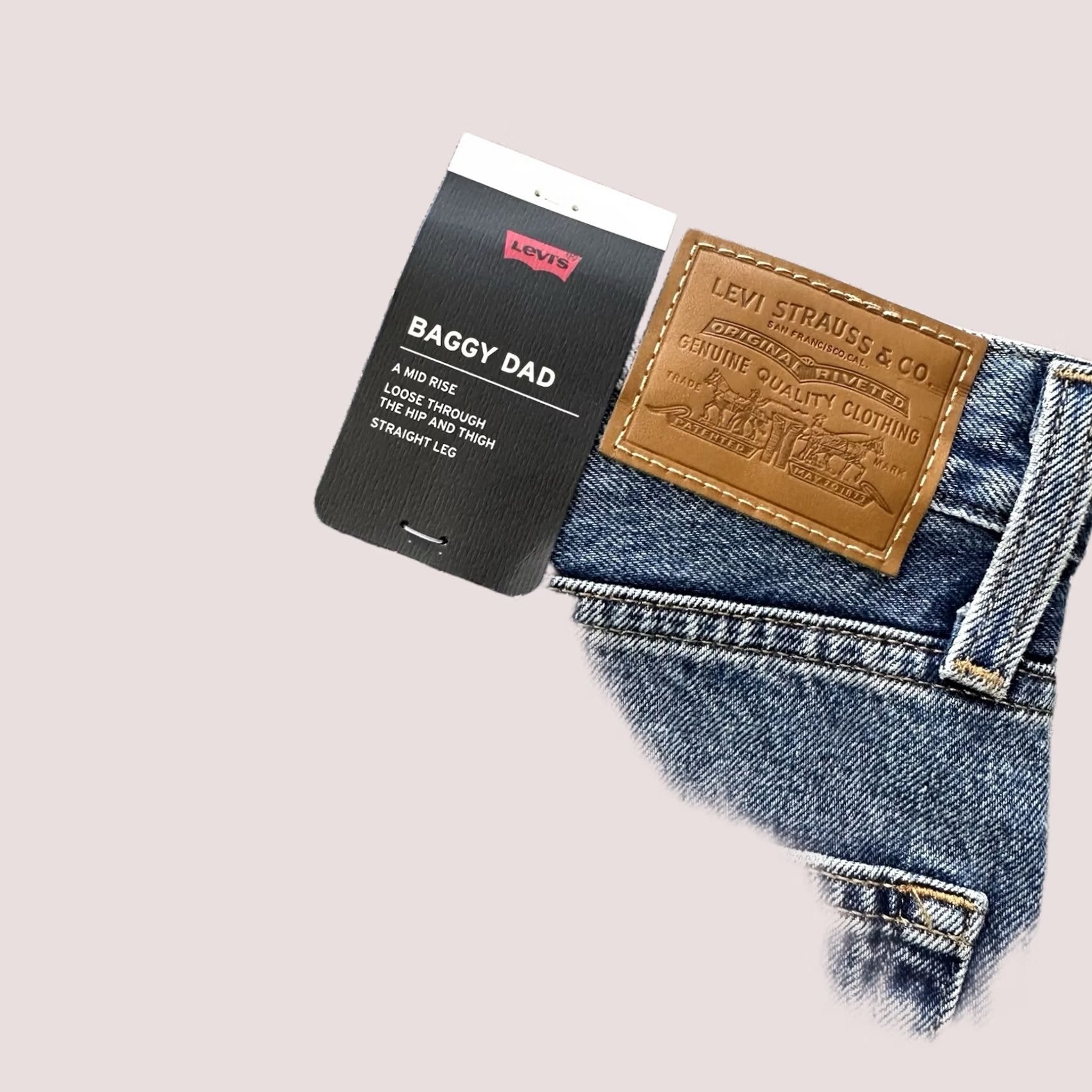 Levi's Levi's Jeans Womens 25x32 Mid Rise Baggy Straight Style: Boyfriend 5-Pocket Blue Denim 100% Cotton XS- Regular/Regular Size 42" / US 20 - 1 Thumbnail