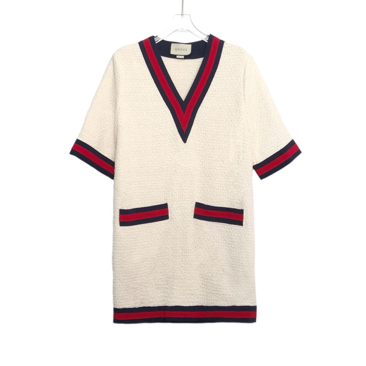 Gucci Gucci Striped V-neck Pullover Five-point Sleeve Dress K26WX Size M / US 6-8 / IT 42-44 - 1 Thumbnail