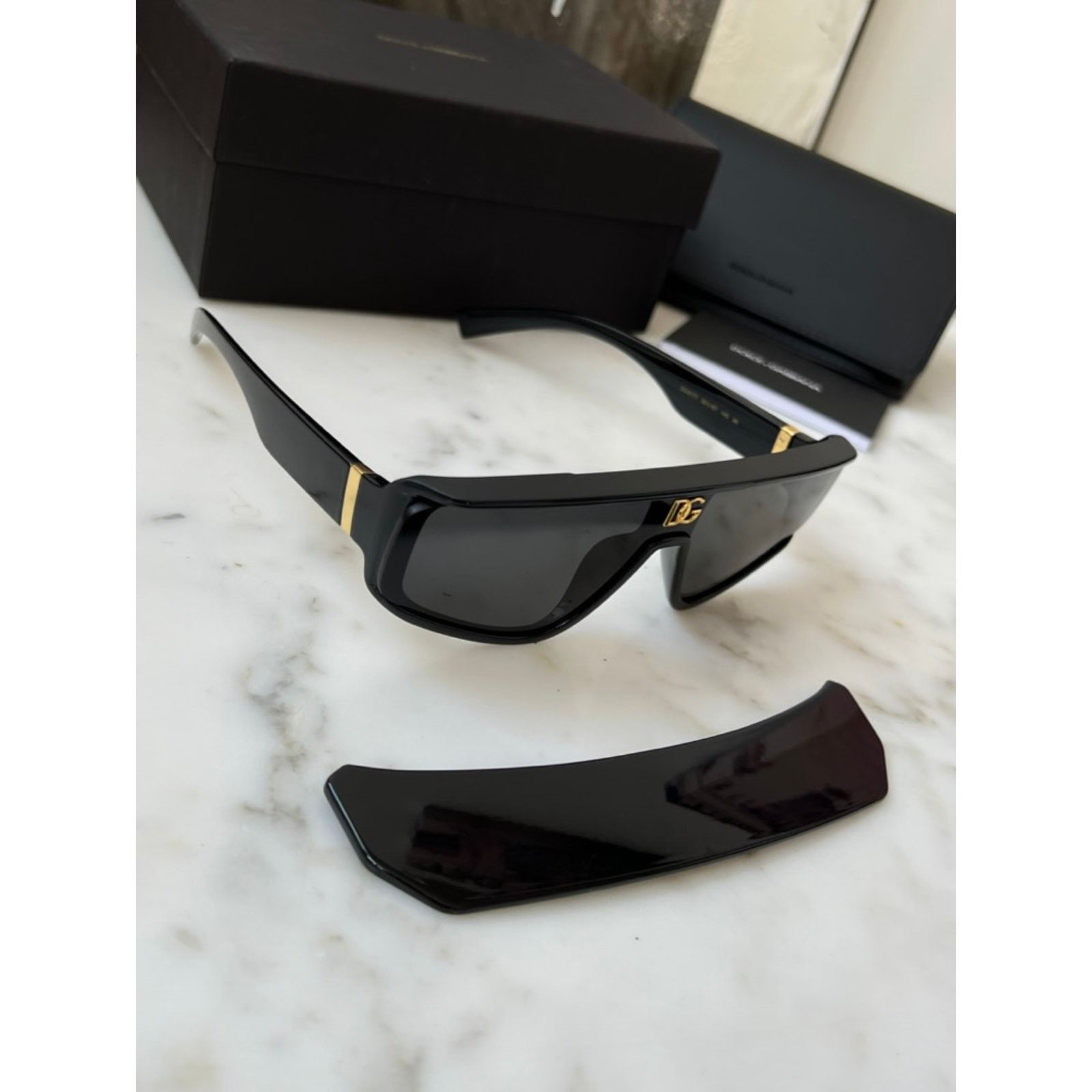 Dolce & Gabbana NEW Dolce & Gabbana DG6177 Black Logo Visor Sunglasses Size ONE SIZE - 8 Thumbnail