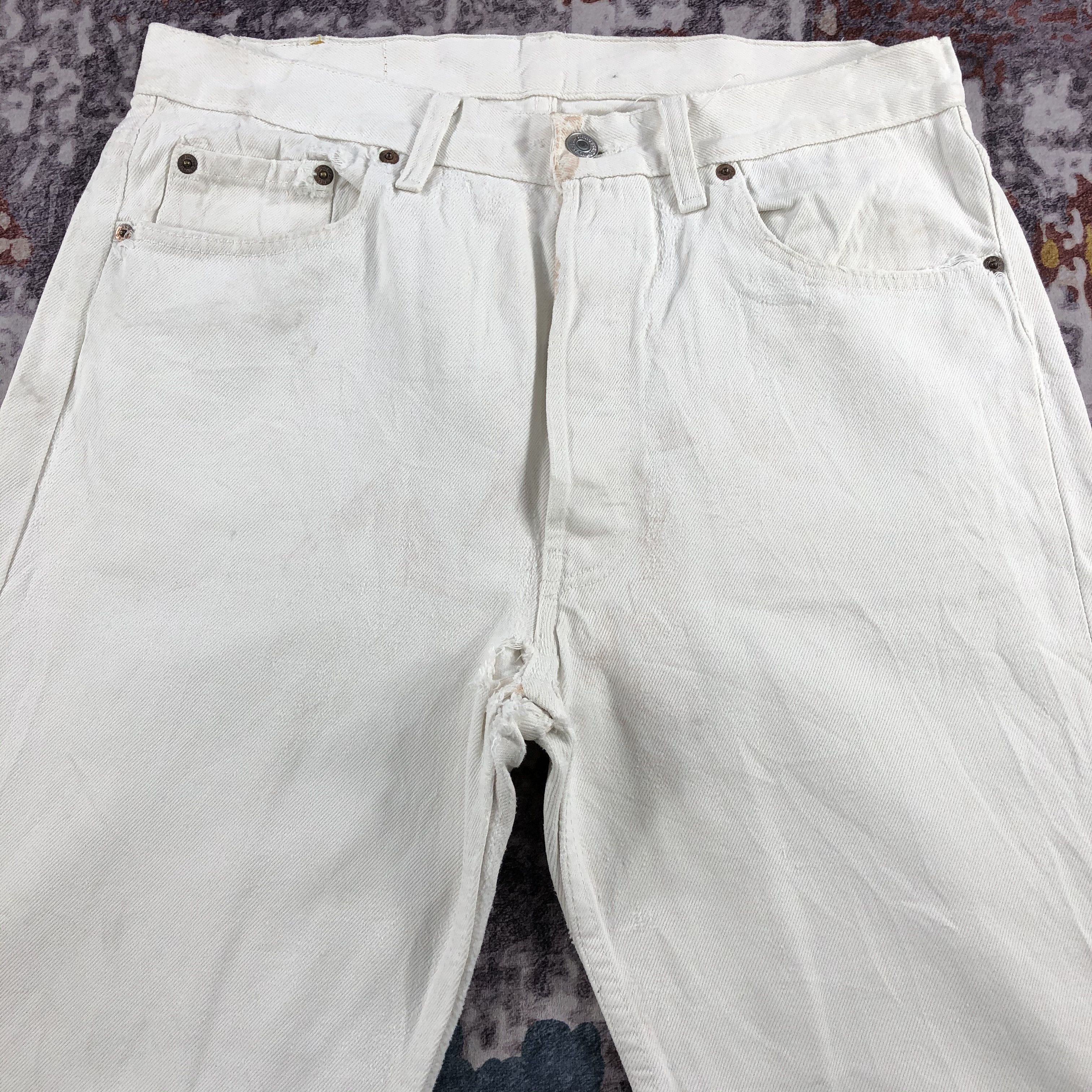 Levi's Vintage 90s White Wash Levis 501 Jeans-JM2638 Size US 33 - 3 Thumbnail