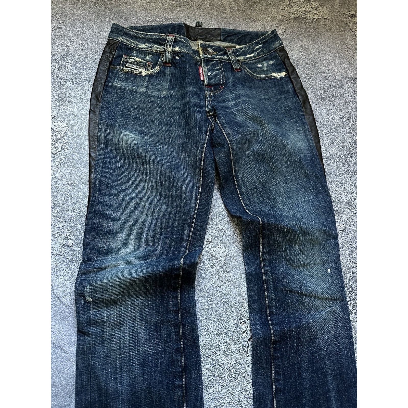 Dsquared2 Vintage Dsquared2 Distressed Leather Inserts Denim Pants Size 30" / US 8 / IT 44 - 8 Thumbnail