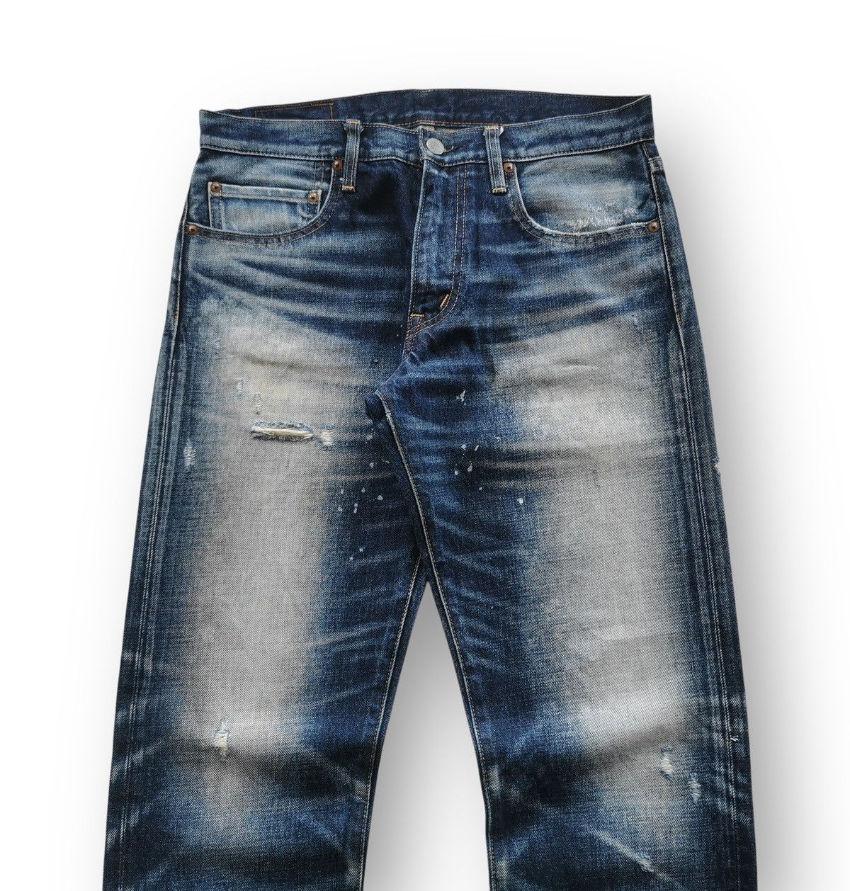 Tornado Mart R.N.A Distressed Denim Whisker Fade Paint Splatter Vintage Size US 31 - 4 Thumbnail