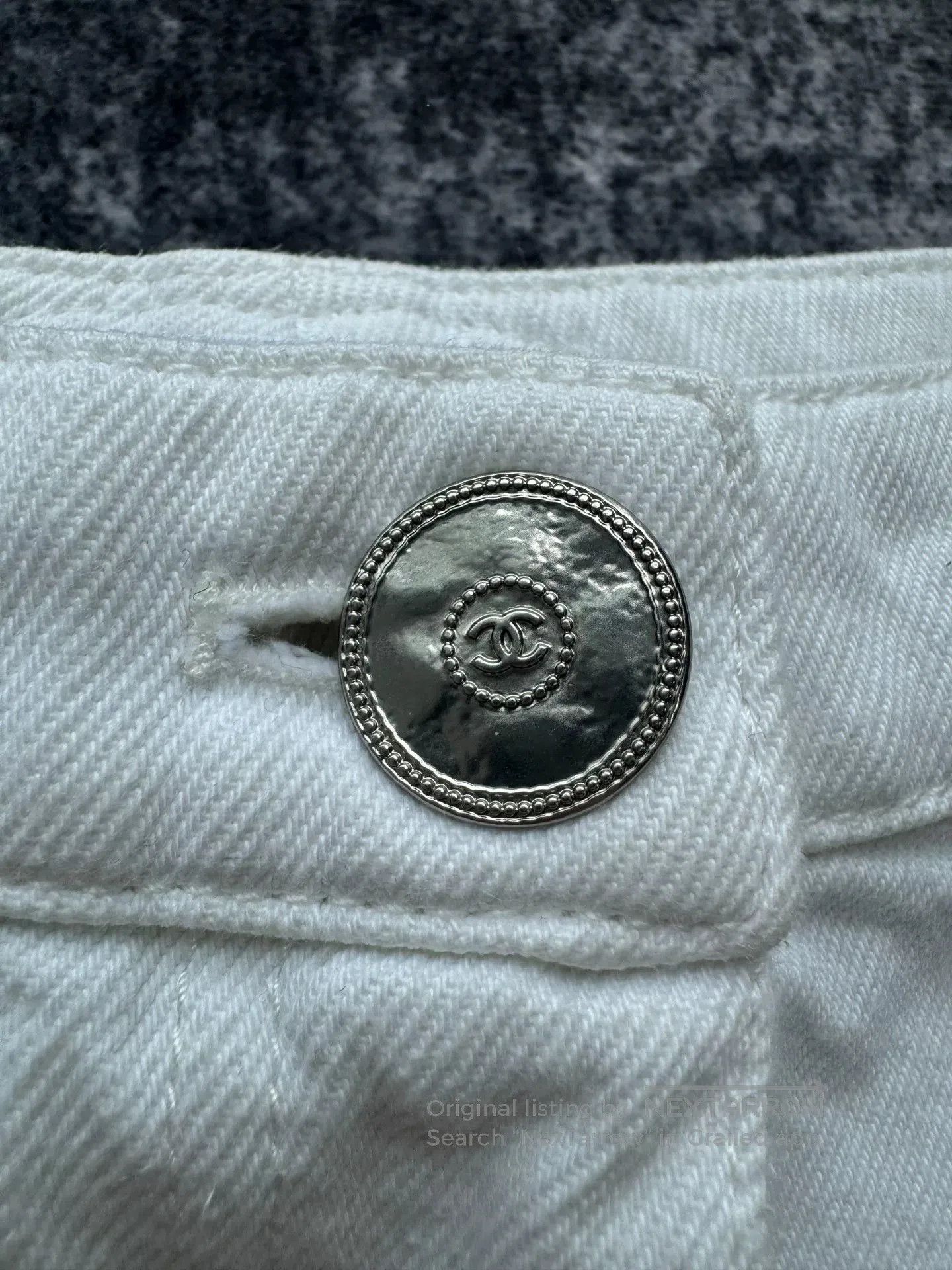 Chanel Chanel White Double C Denim Pants. Size 37" - 3 Thumbnail
