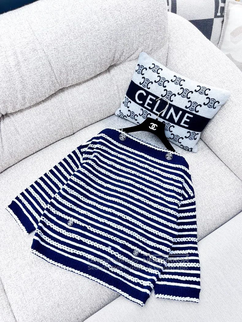 Chanel Chanel Striped knitted one-line collar top Size XXS / US 00 / IT 34 - 3 Thumbnail