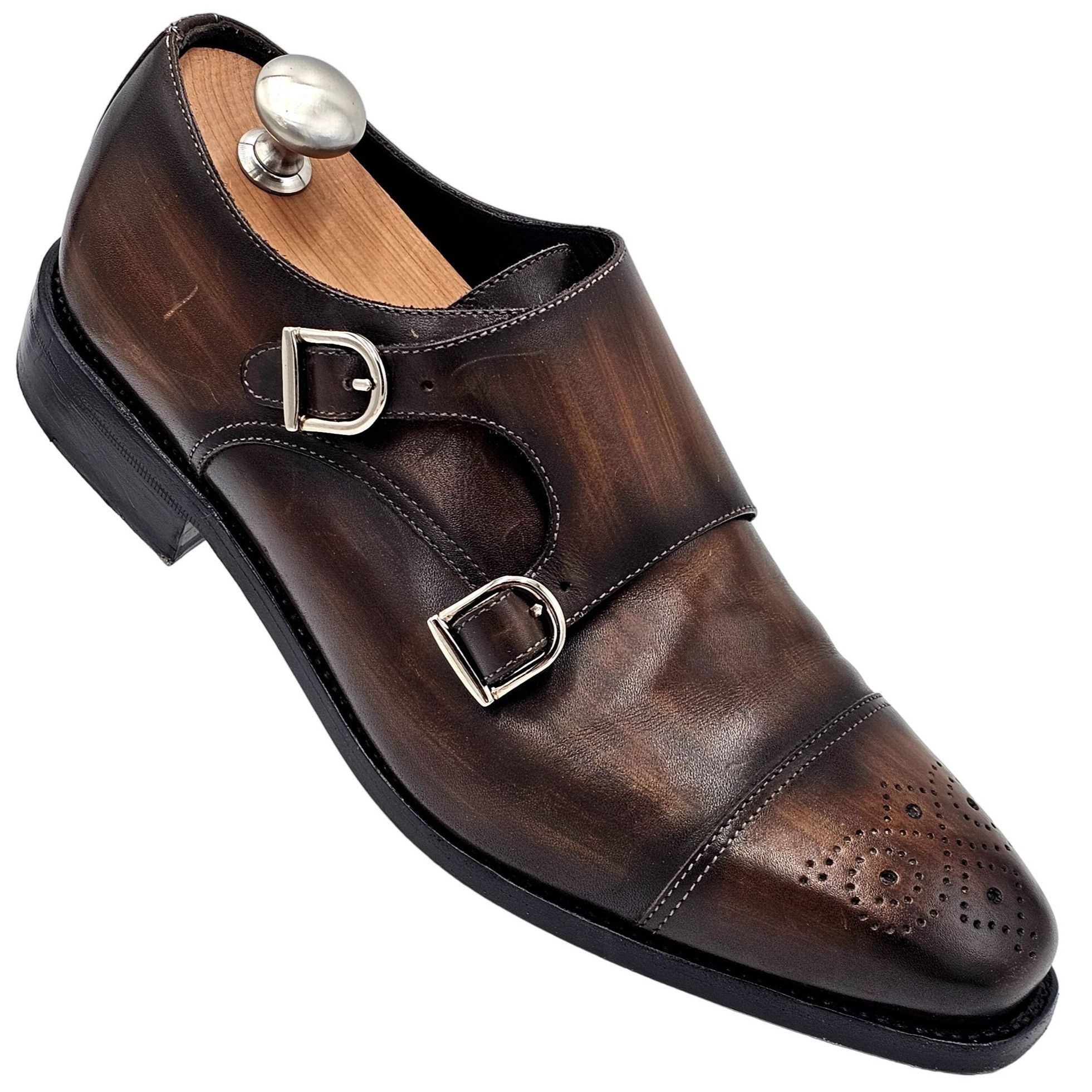 Other Chalk Mark Men's 8.5 Antique Patina Brown Dress Shoes Double Size US 8.5 / EU 41-42 - 1 Thumbnail