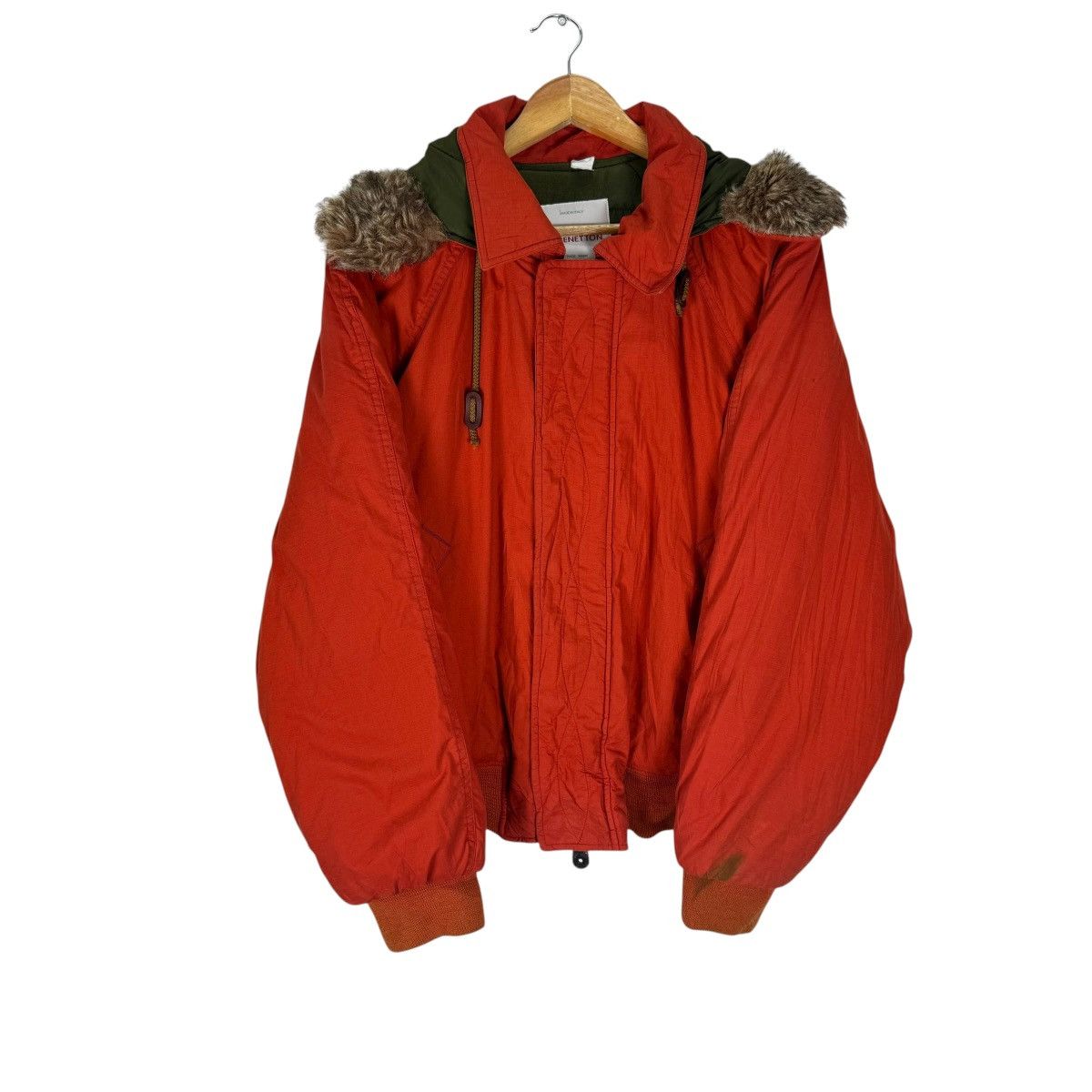 United Colors Of Benetton 🌟UNITED BENETTON FUR HOODIE BOMBER JACKET Size US M / EU 48-50 / 2 - 1 Thumbnail