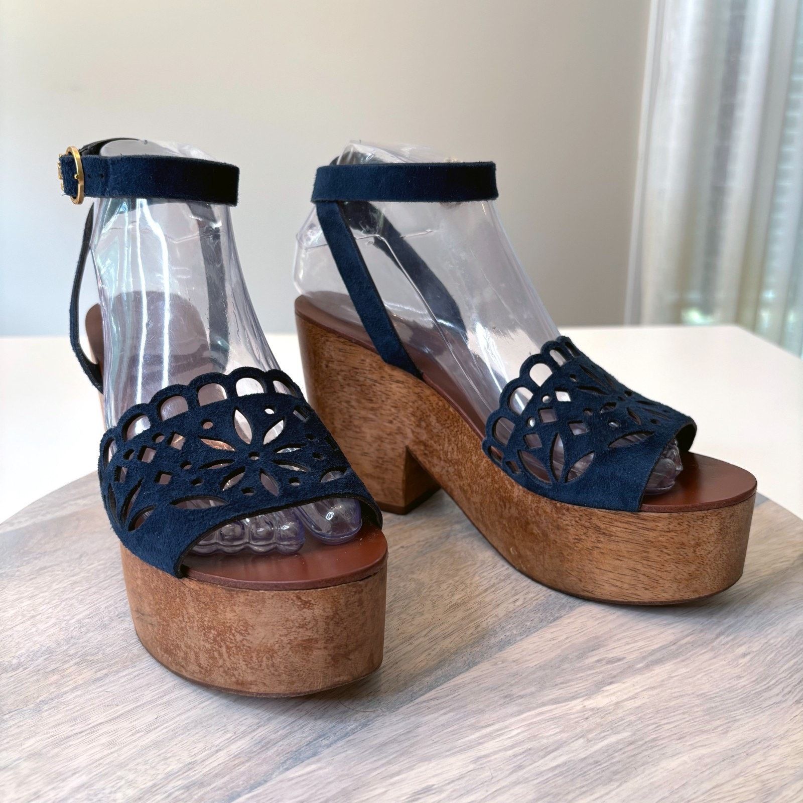 Tory Burch Tory Burch May Lancaster Blue Suede Platform Sandals Sz 6.5 Size US 6.5 / IT 36.5 - 5 Thumbnail