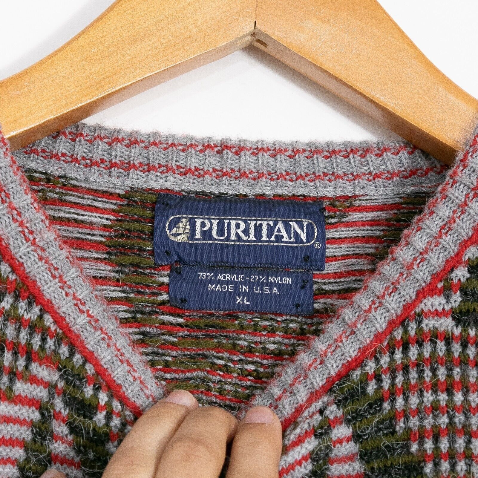 Puritan × Vintage Vintage Puritan Acrylic Sweater Mens XL - Diamond Pattern Size US XL / EU 56 / 4 - 4 Thumbnail
