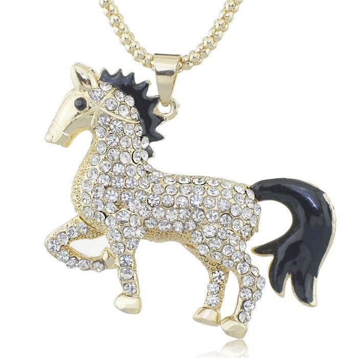 Jewelry Enamel Horse Crystal Long Chain Necklaces Size ONE SIZE - 1 Thumbnail