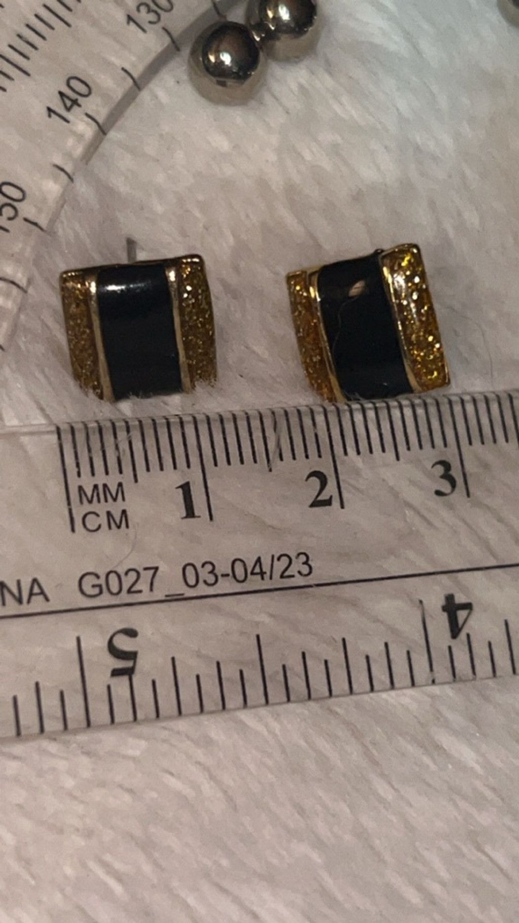 The Unbranded Brand Women's Unbranded Earrings One Size Black Gold Square Studs Size ONE SIZE - 3 Thumbnail