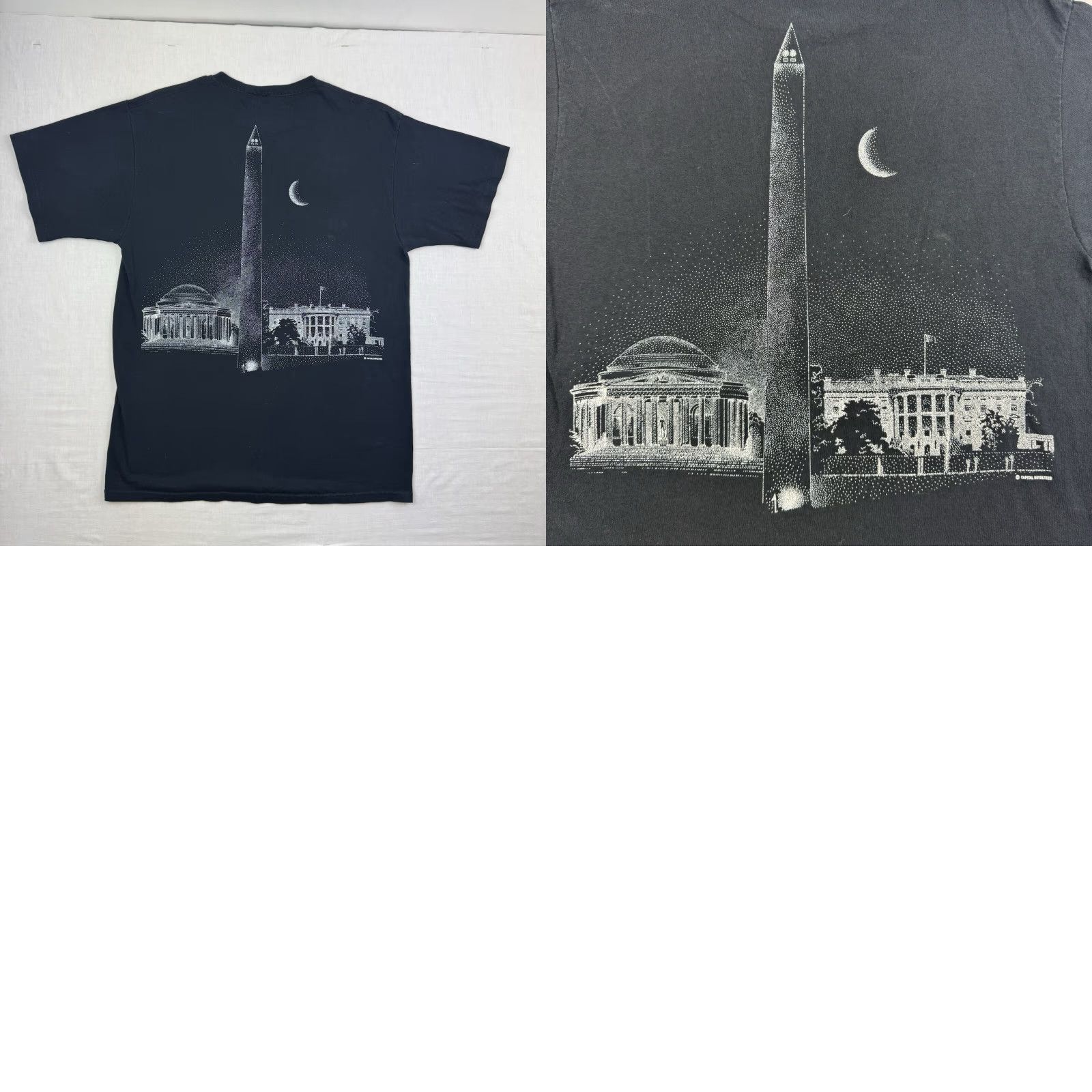 Fruit Of The Loom Vintage Washington DC T Shirt Adult Large Black Novel Tees Capitol Monument Y2K Size US L / EU 52-54 / 3 - 8 Thumbnail