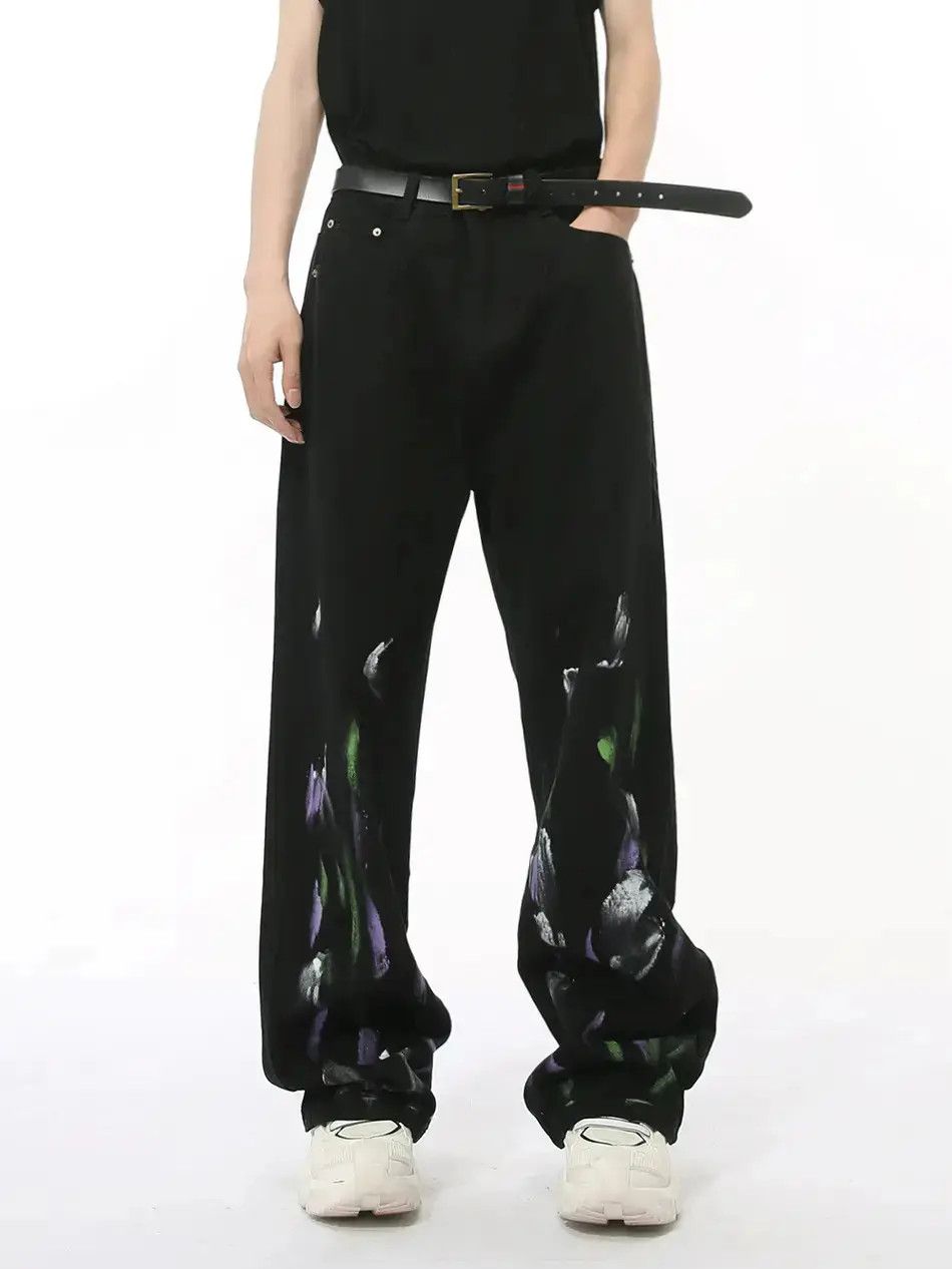 Japanese Brand Retro loose graffiti wide leg jeans Size US 32 / EU 48 - 1 Thumbnail