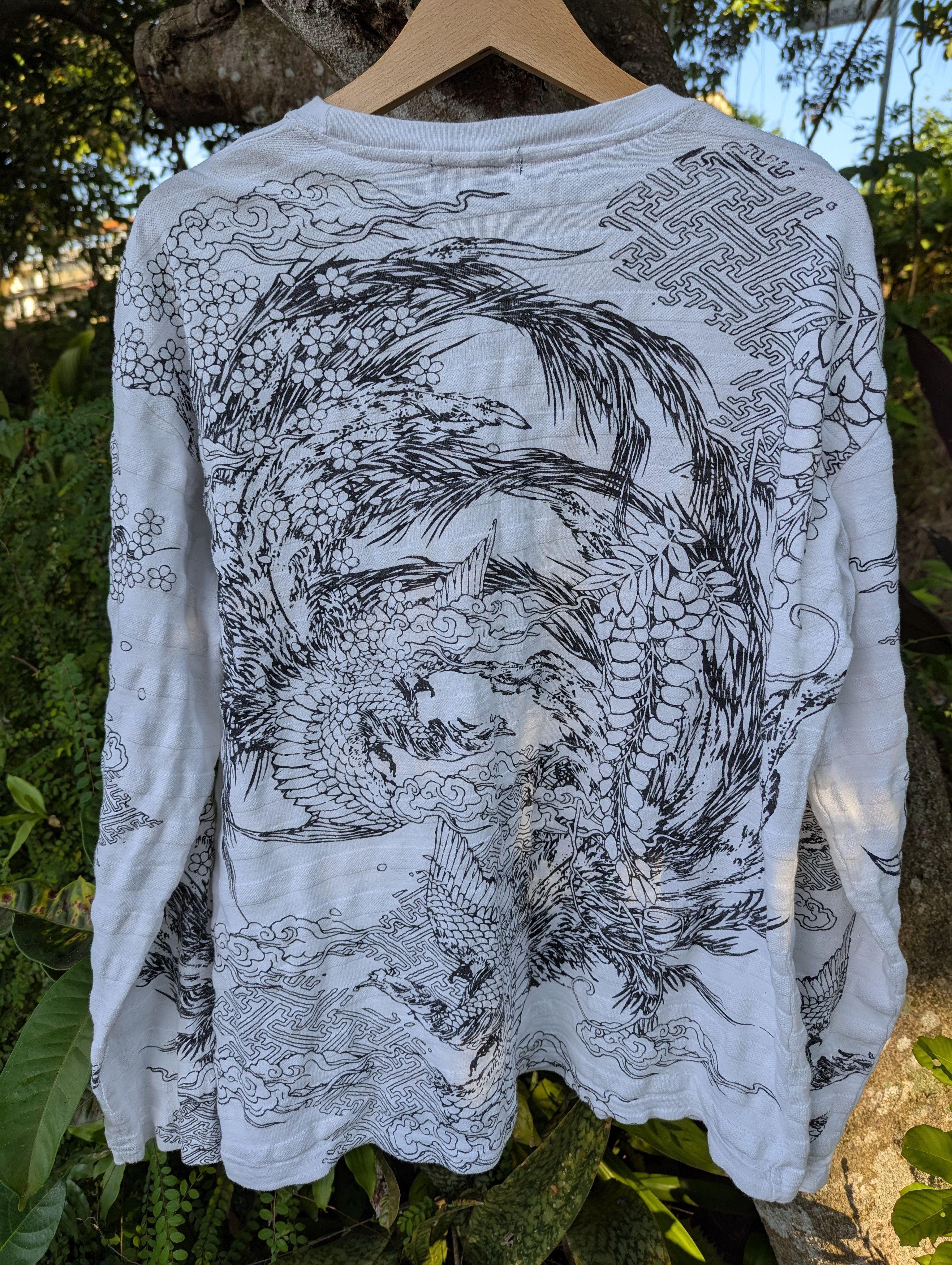 Japanese Brand Sukajan Phoenix Tshirt Long Sleeve Yakuza Gangster Size US XL / EU 56 / 4 - 8 Thumbnail
