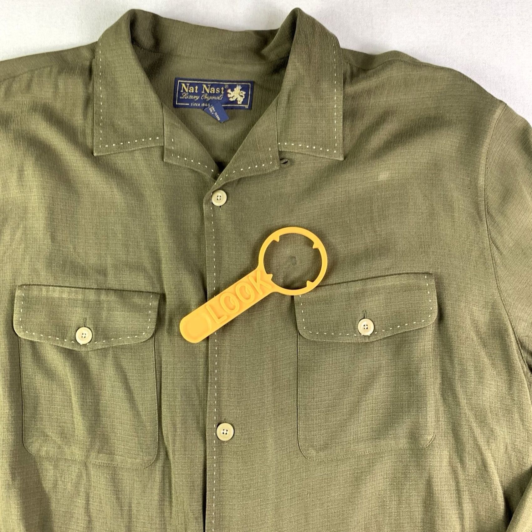 Nat Nast NAT NAST THE HELLFIGHTERS BAND Shirt Mens Large OLIVE GREEN Long sleeve Button-Front Collared 20s Vintage? No Size US L / EU 52-54 / 3 - 5 Thumbnail