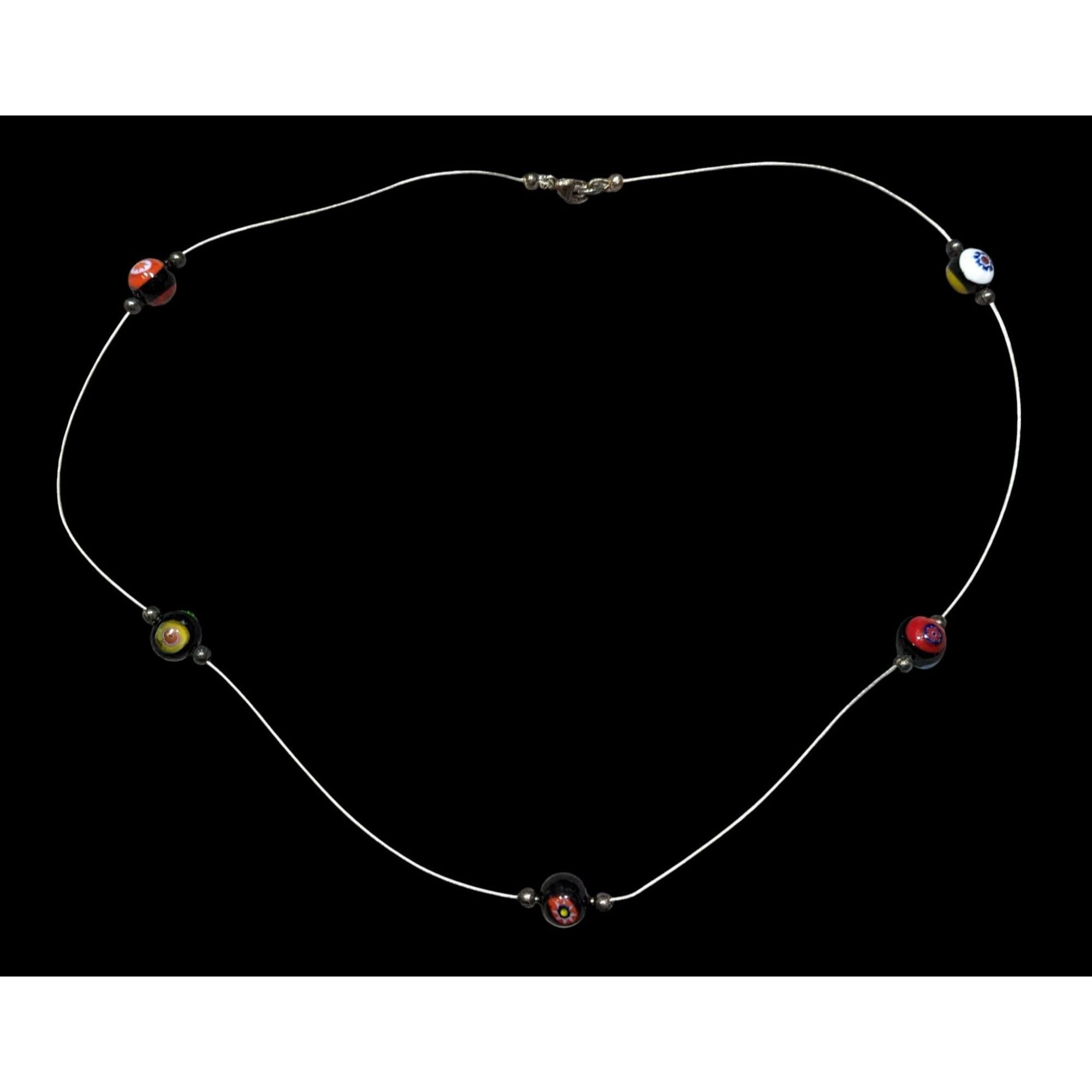 Handmade Handcrafted Murano Glass Bead Necklace With Silver Wire Size ONE SIZE - 1 Thumbnail
