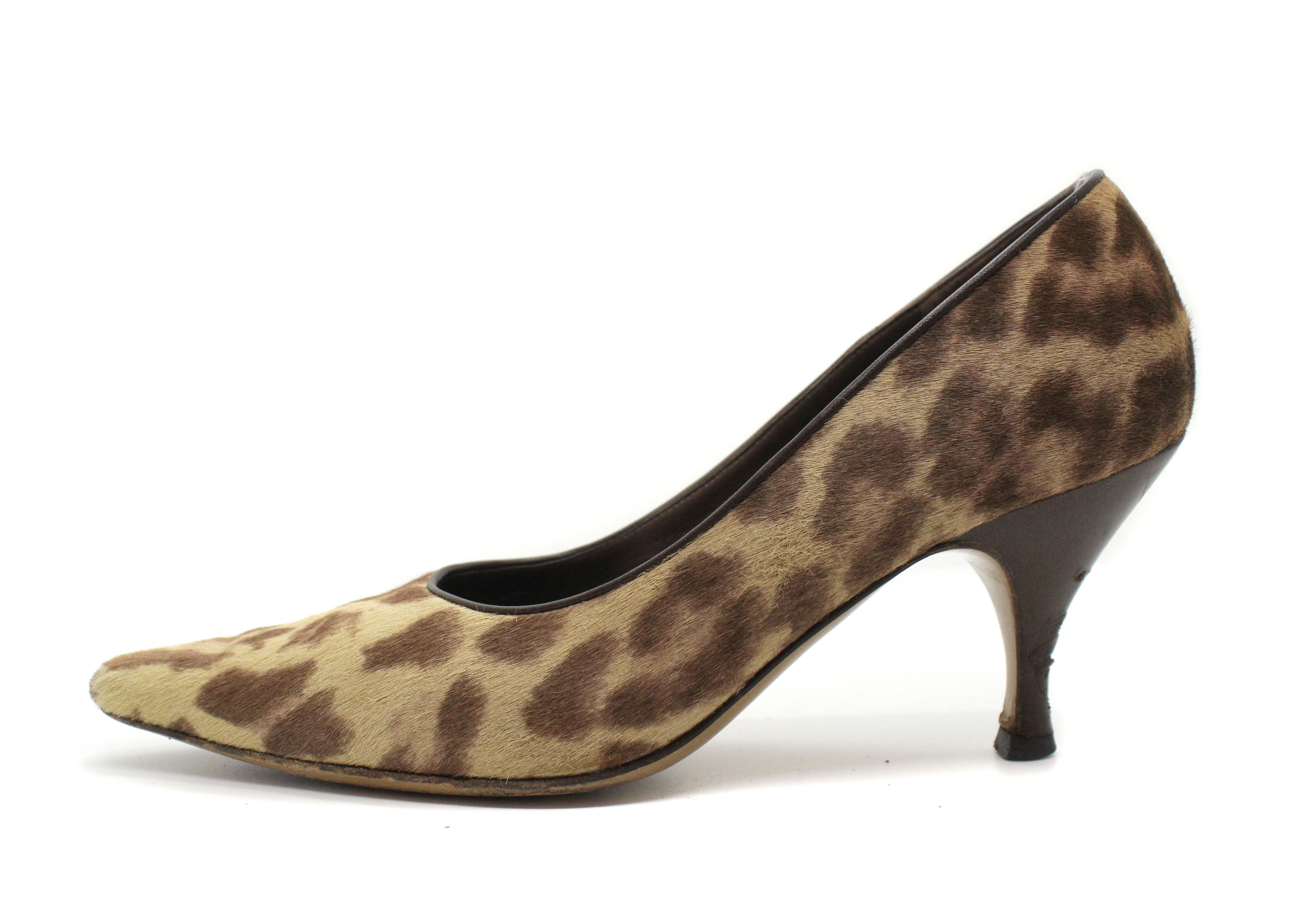 Salvatore Ferragamo 00S Leopard Heels Vintage Y2K Fur Size US 7 / IT 37 - 1 Thumbnail