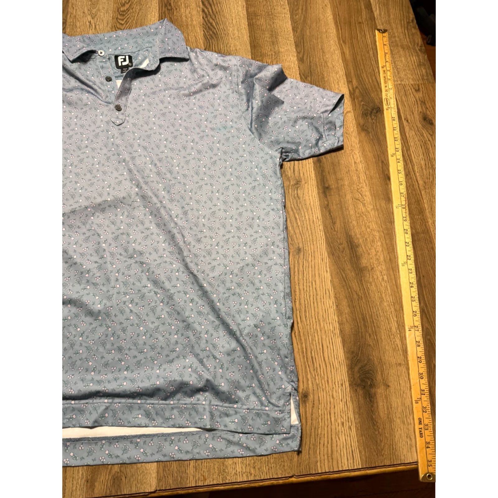 Footjoy FJ Polo Shirt Men's XL Short Sleeve Blue Green Pink Flowers Golf Casual Polo Shirt Size US XL / EU 56 / 4 - 4 Thumbnail
