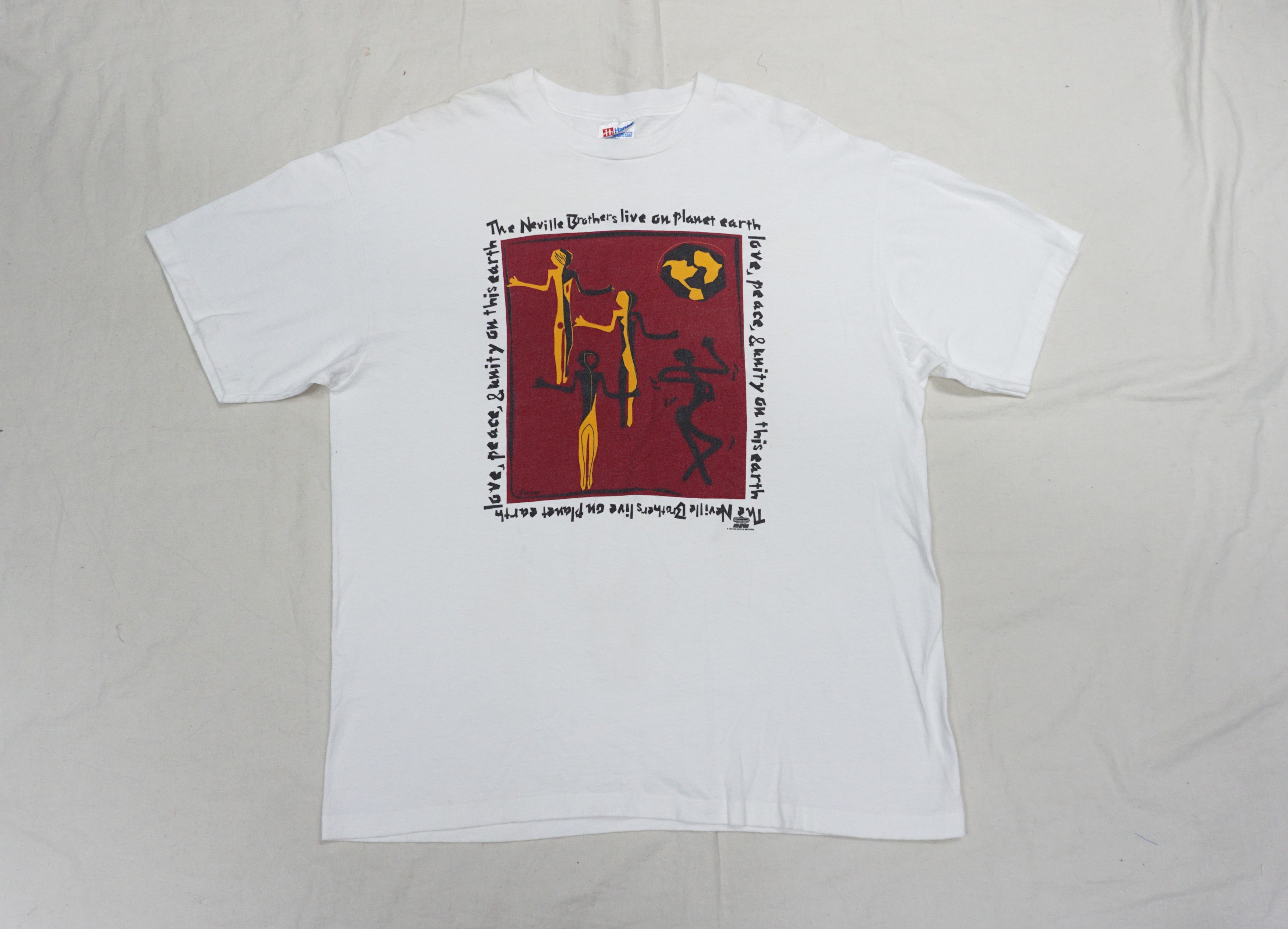 image of Band Tees 90's The Neville Brothers "live On Planet Earth" T-Shirts in White, Men's (Size Medium)