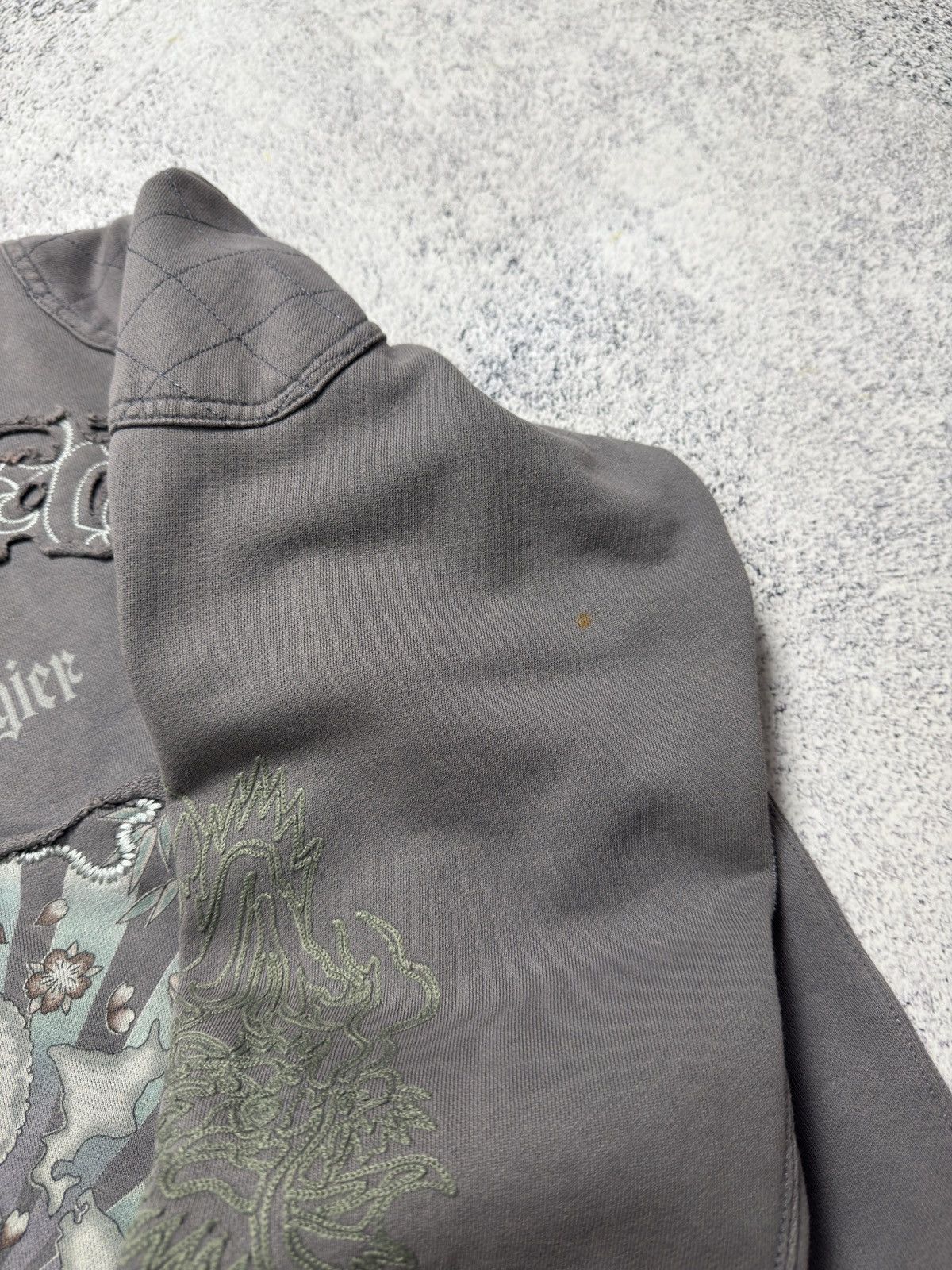 Ed Hardy Ed Hardy Distressed Cotton Motorcycle Jacket Size US L / EU 52-54 / 3 - 6 Thumbnail