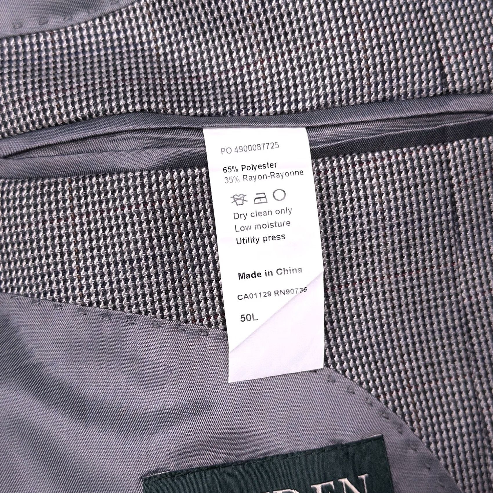 Ralph Lauren Lauren Ralph Lauren Blazer Jacket Long Single-Breasted 2-Button Notch Lapel Gray Polyester Rayon 50 Regular Mens Vintage No Size 50R - 6 Thumbnail
