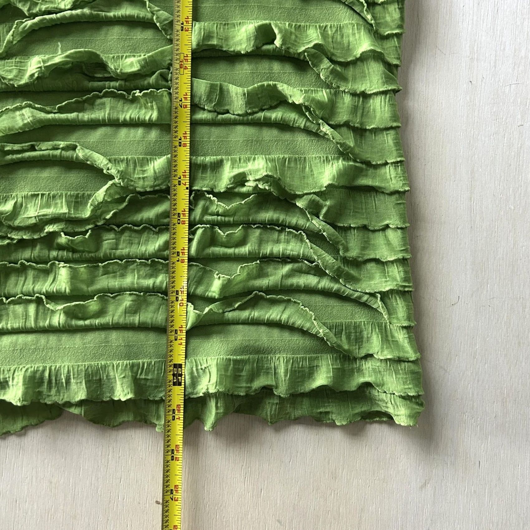 Vintage N Touch Shirt Womens XL Green Ruffle Lettuce Hem Crew Neck Top Size XL / US 12-14 / IT 48-50 - 3 Thumbnail