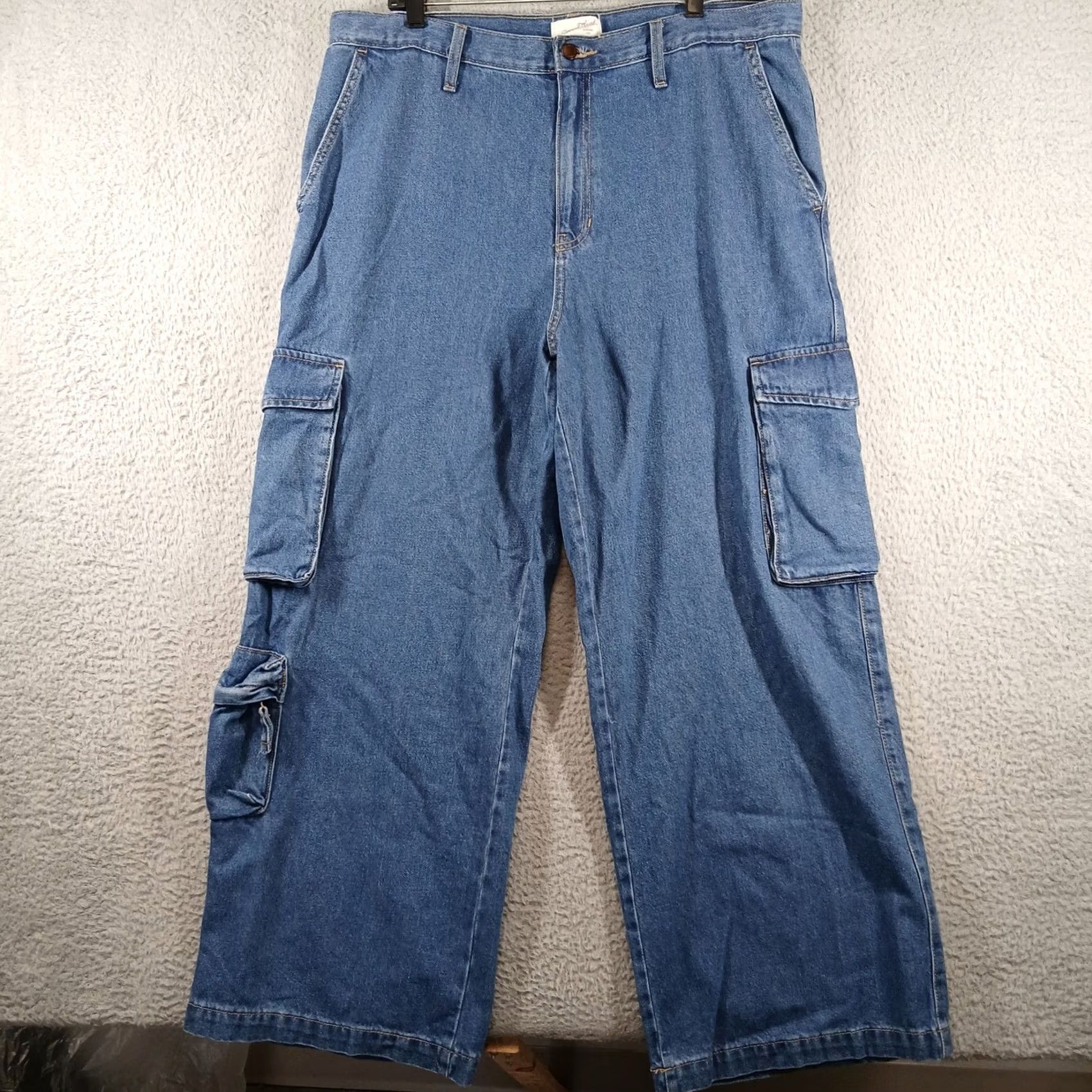 Vintage Universal Thread Wide Leg Cargo Denim Jeans Blue Size 16R Size 38" / US 16 / IT 52 - 2 Thumbnail