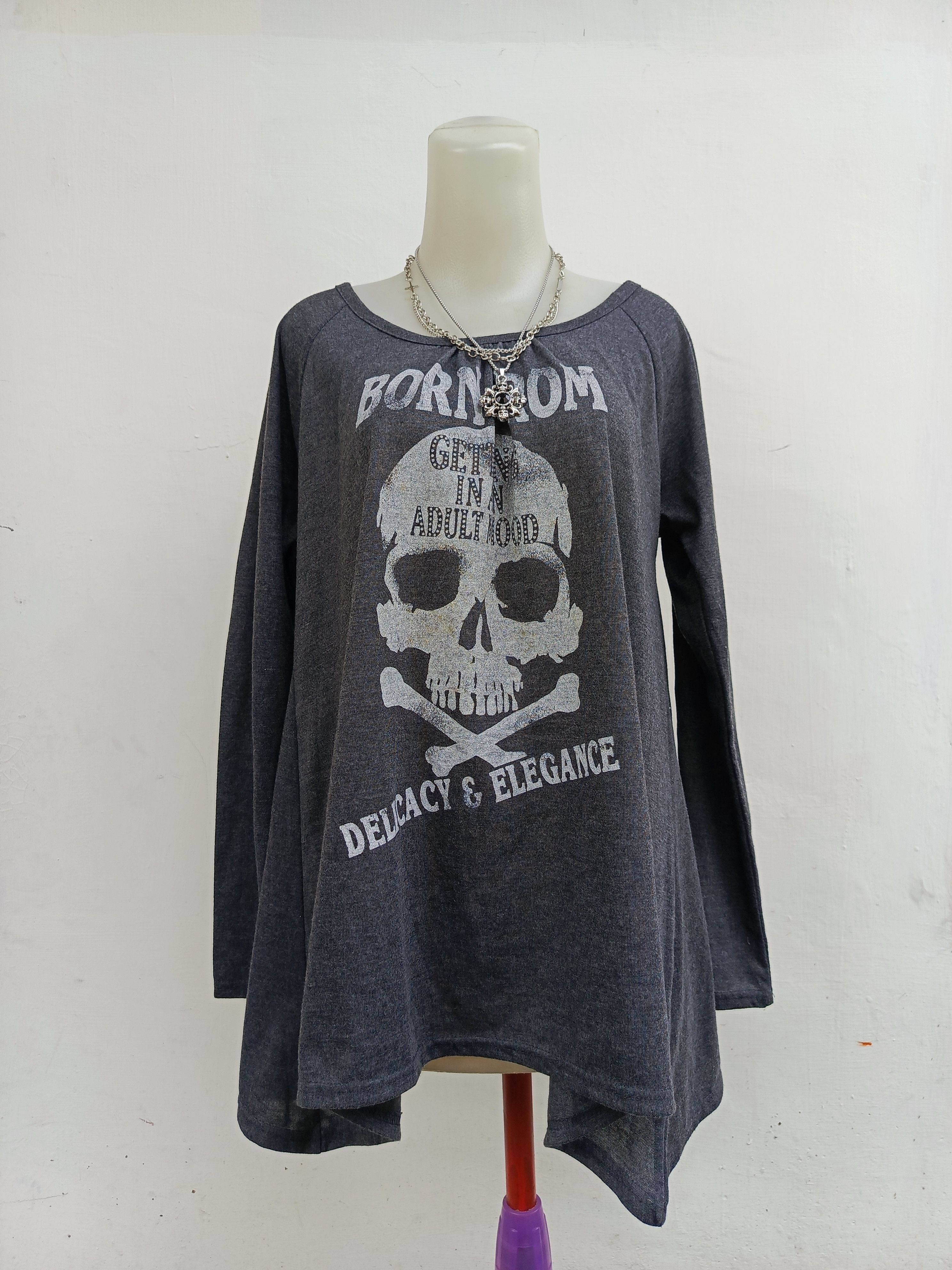 Japanese Brand Chami Chami Skull Print Top Grunge Gothic Size L / US 10 / IT 46 - 1 Thumbnail