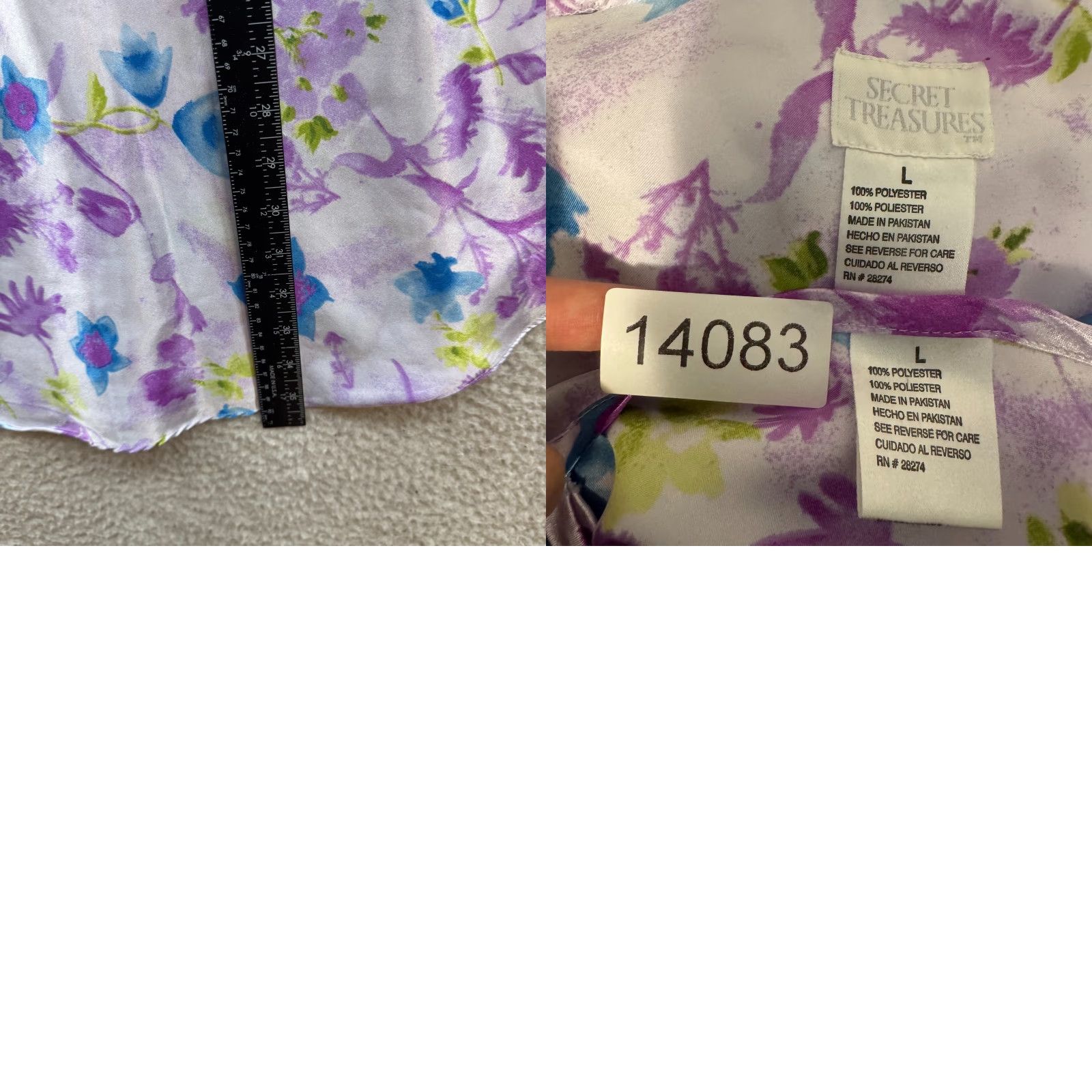 Vintage VINTAGE Slip Dress Kimono Robe Set Large Purple Floral Satin Lingerie Chemise Size L / US 10 / IT 46 - 8 Thumbnail