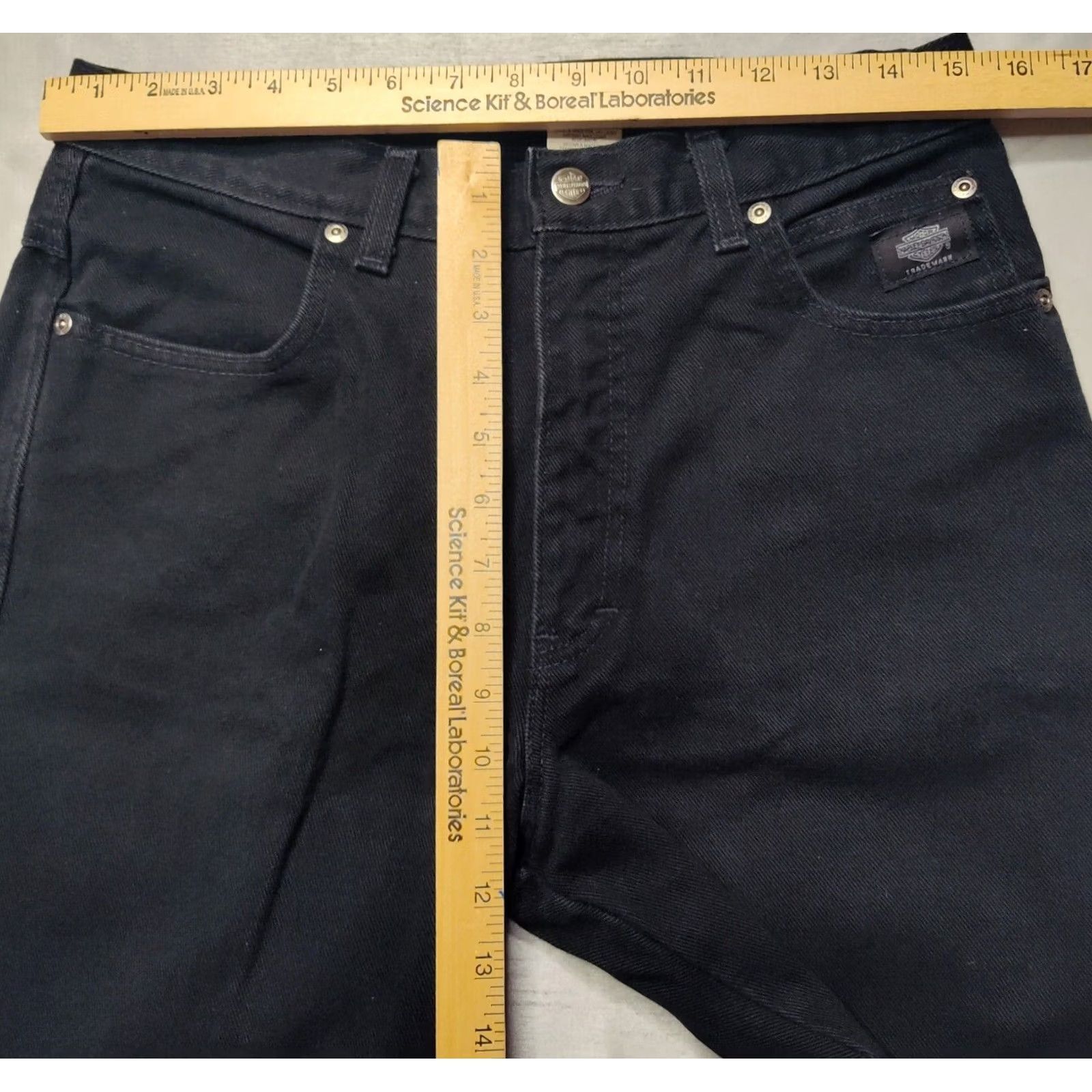 Harley Davidson VINTAGE Harley-Davidson Women Bootcut Jeans 10R Black Denim 32 Made In USA Size 32" / US 10 / IT 46 - 5 Thumbnail
