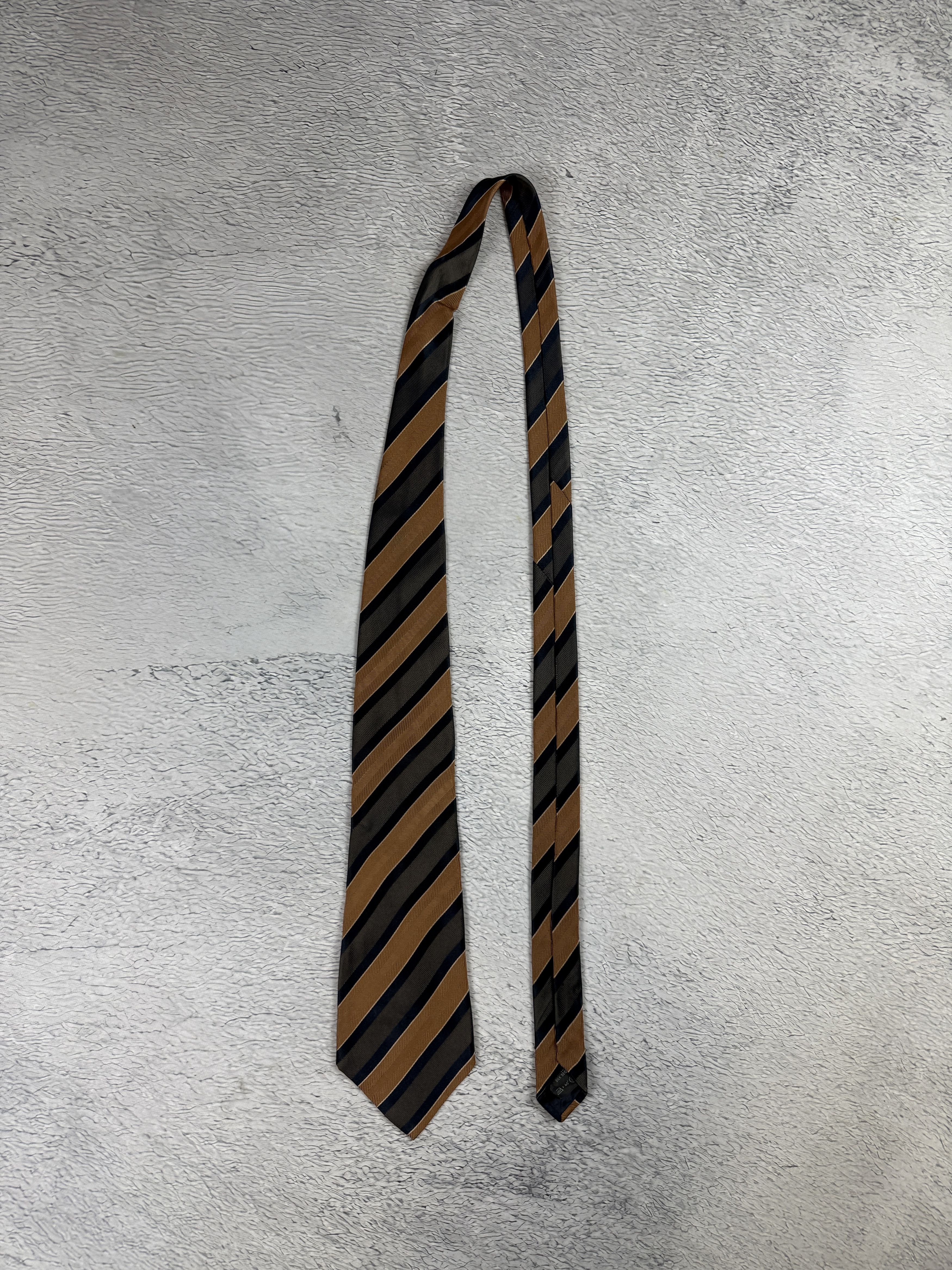 Ermenegildo Zegna Ermenegildo Zegna Tie Silk Striped Brown Grey Italy Size ONE SIZE - 5 Thumbnail